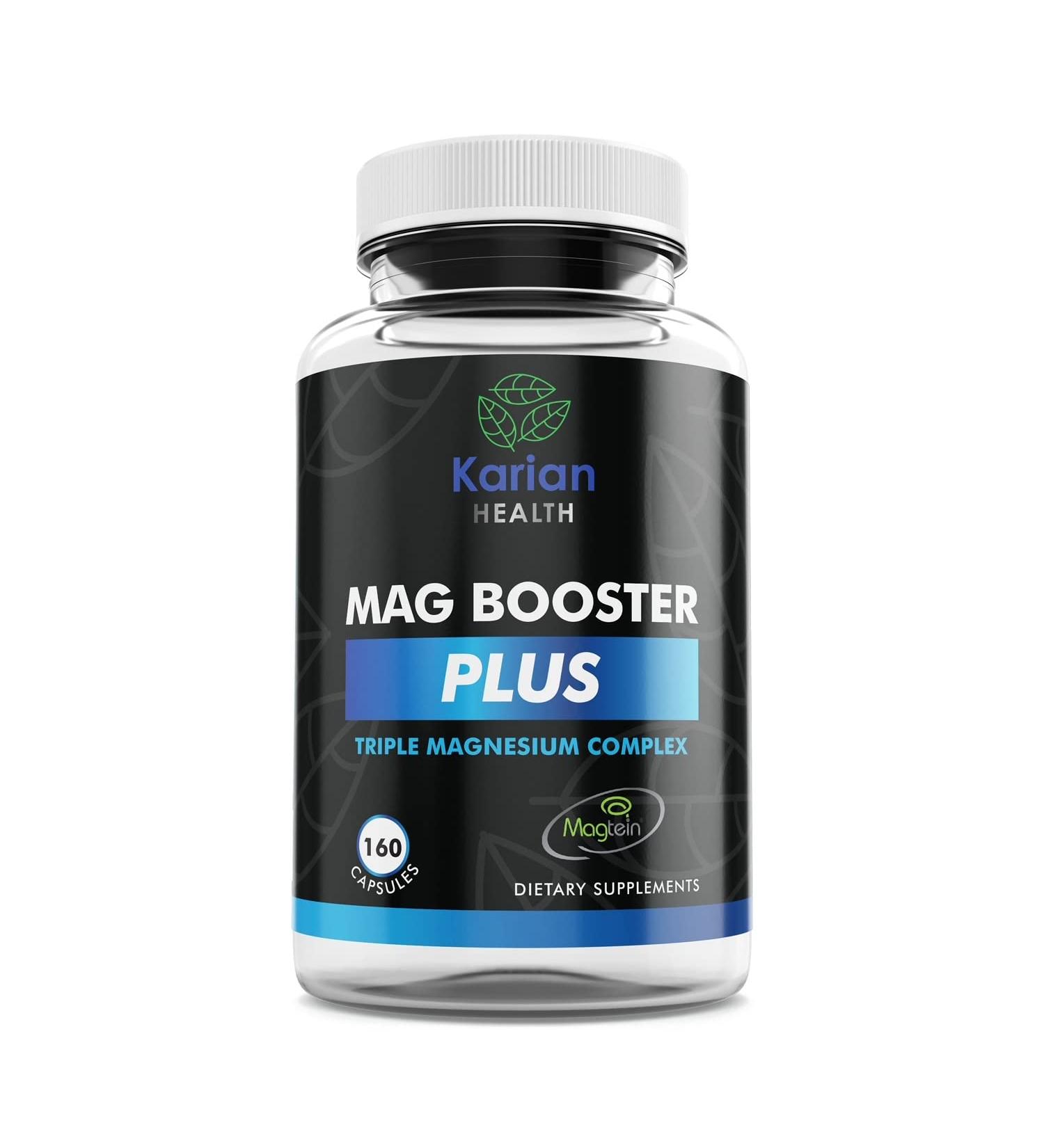 Karian Health Mag Booster Plus | Memory & Focus Support | Magnesium Threonate, Bisglycinate & Taurate | Bacopa & Gotu Kola | Calmness & Cramp Relief - Buy Online on GoSupps.com