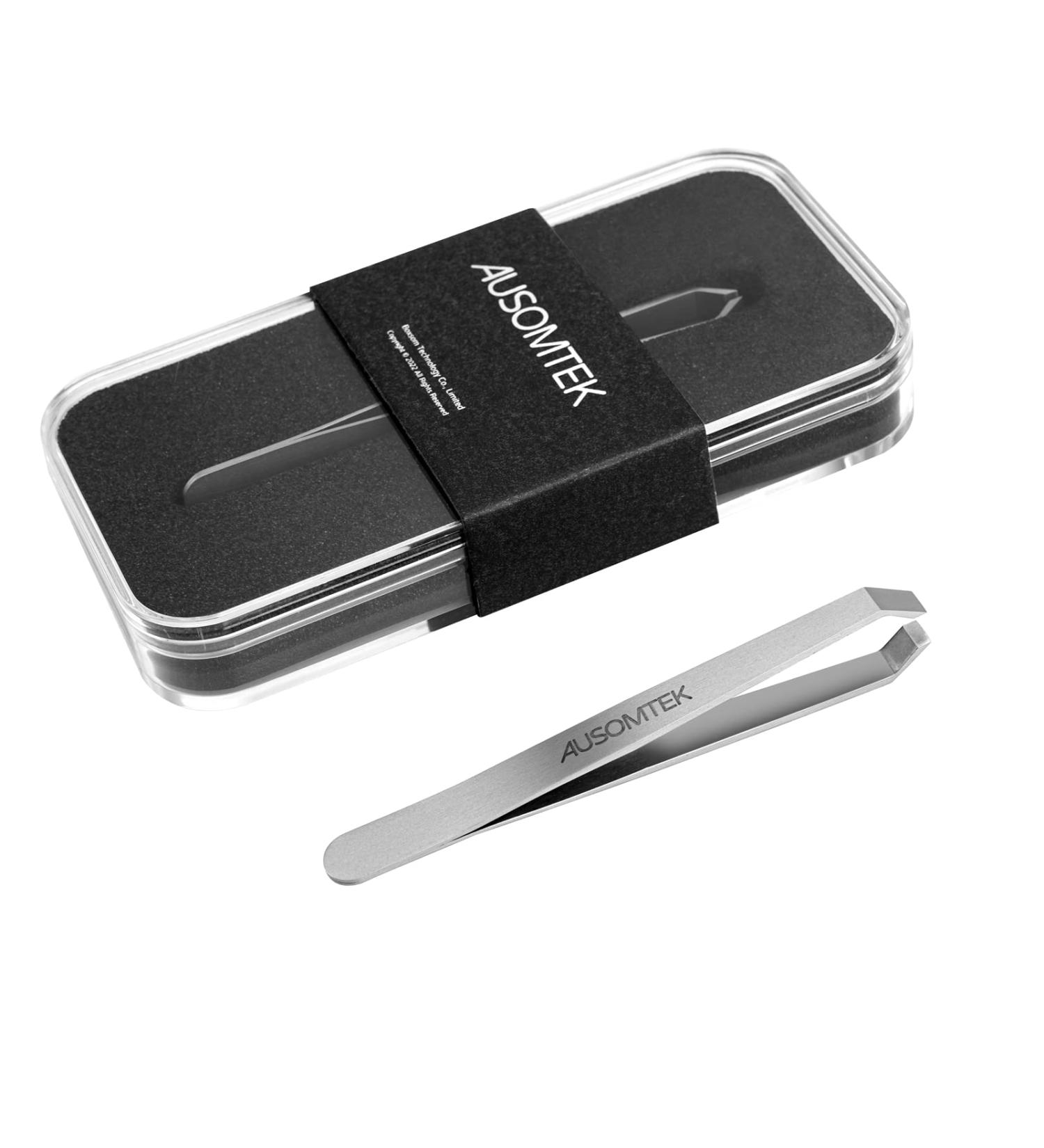 AUSOMTEK Stainless Steel Beard & Eyebrow Tweezers | Fine Hair Removal Tool with 5mm Tip | White Hair Plucking | Clear Box | 1 Pack - Buy Online on GoSupps.com