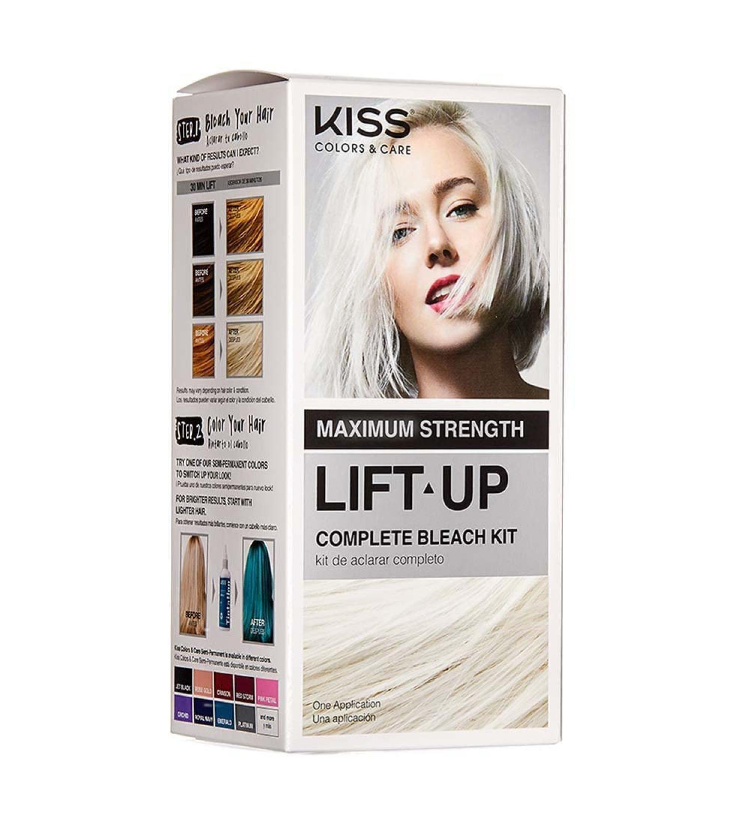KISS Lift Up Complete Hair Bleach Kit with Plex Serum - Maximum Strength for Dark Hair - DIY 6-Pc Set - Buy Online on GoSupps.com