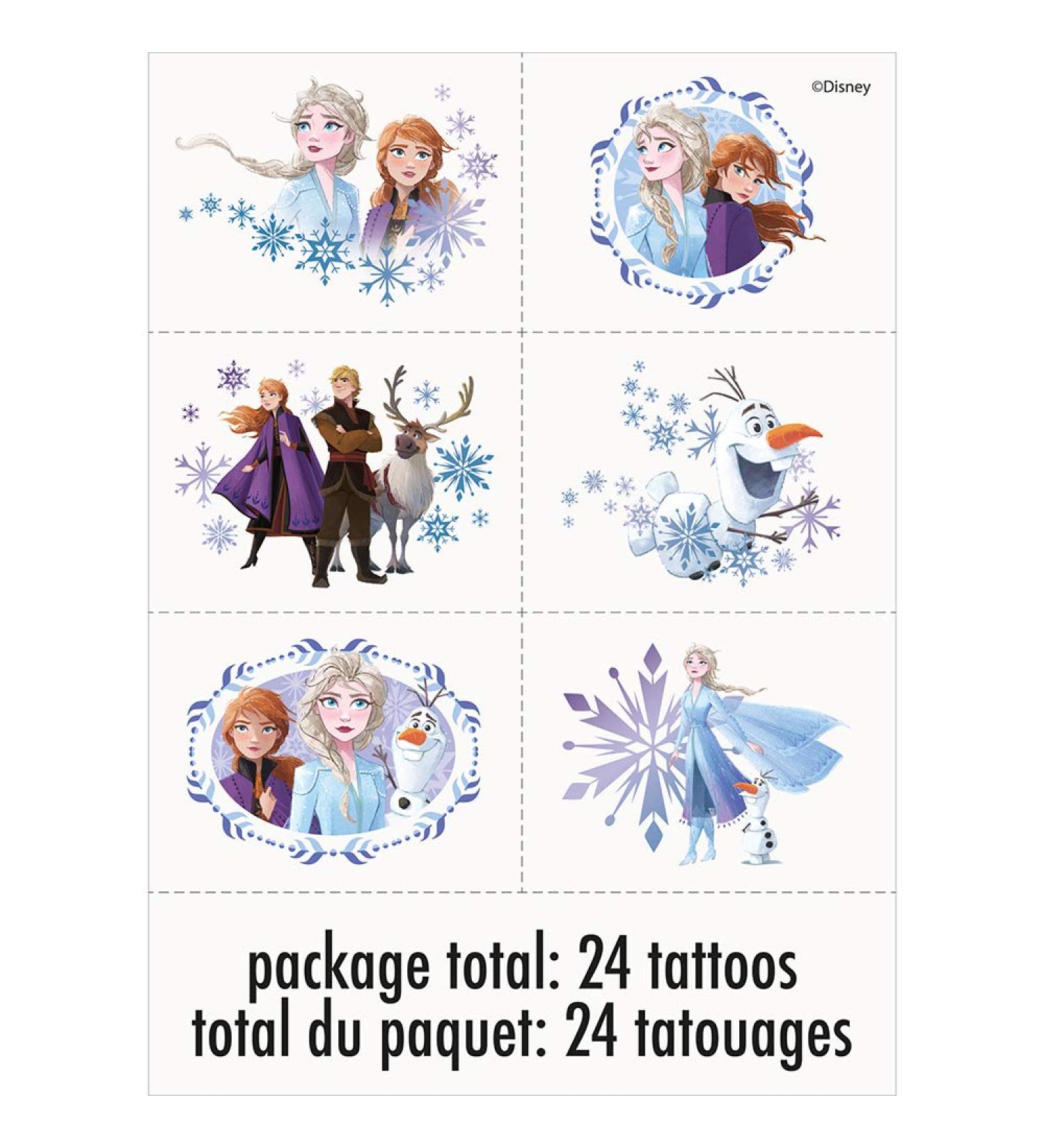 Disney Frozen 2 Temporary Tattoos - Assorted Designs 24 Pcs | Fun Frozen 2 Characters | High-Quality Kids Tattoos - Buy Online on GoSupps.com