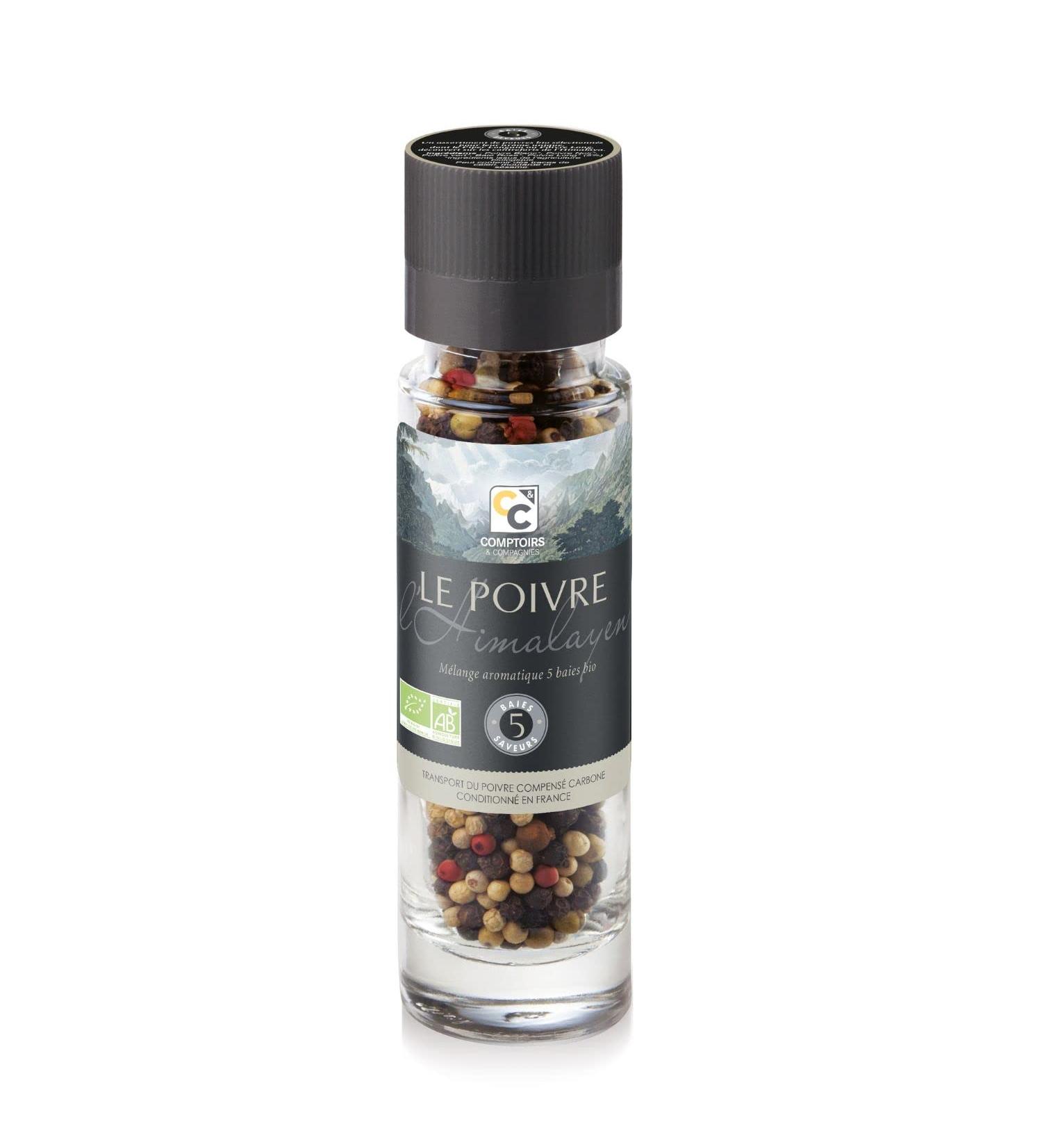 COMPTOIRS ET COMPAGNIES - Moulin de Poivre 5 Saisons - M lange de Poivres et Baies - Certifi Bio - 48 g