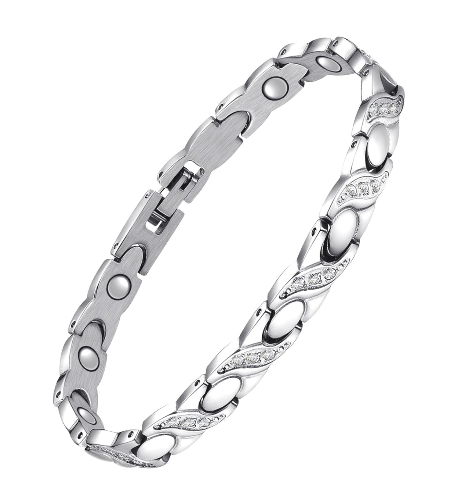 JECANORI Women's Magnetic Bracelet - Titanium Steel Crystal Jewelry with Ultra Strong 3500 Gauss Magnets for Health - Buy Online on GoSupps.com
