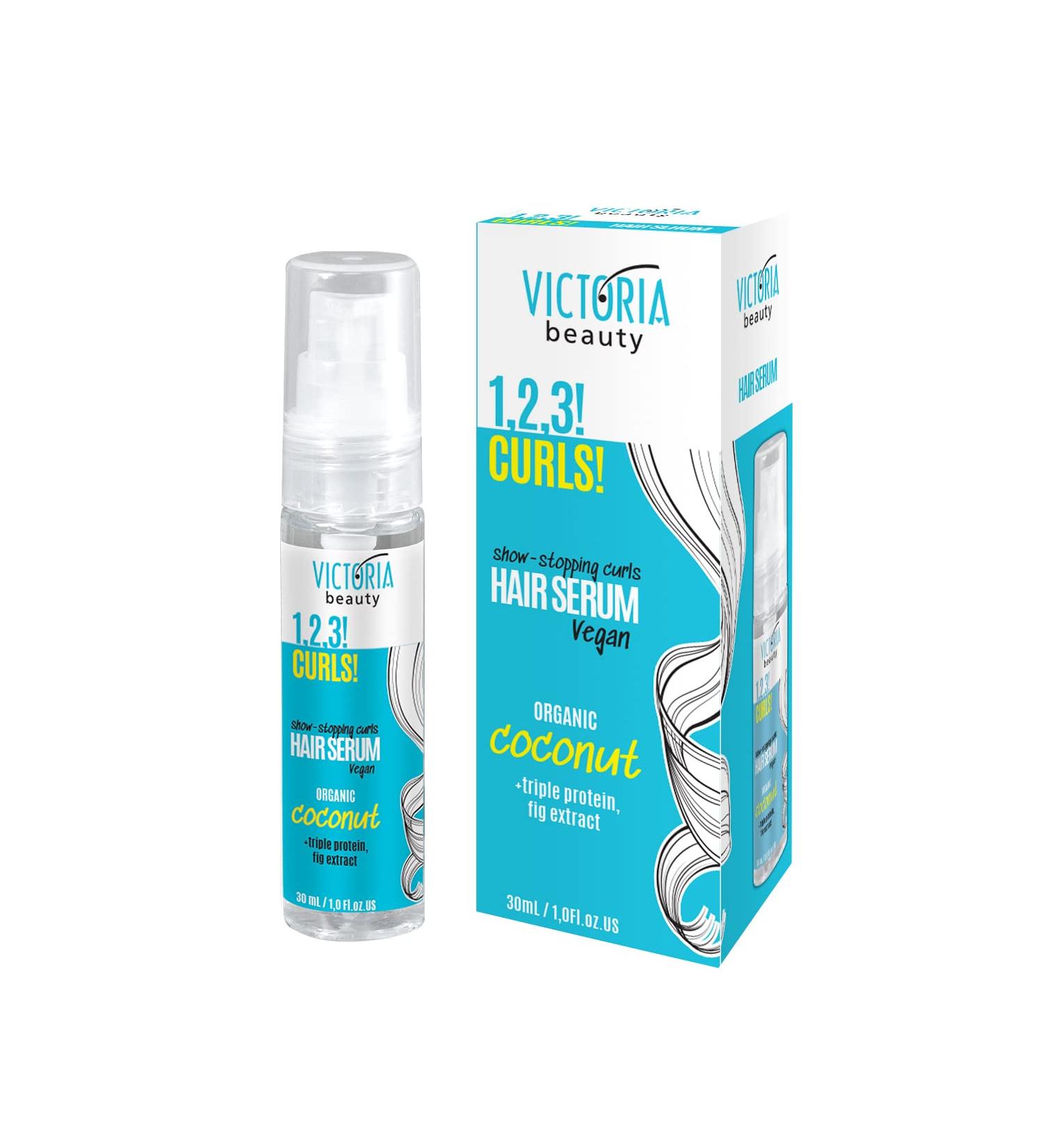 Victoria Beauty Hair Serum for Beautiful Curls | Anti-Frizz Coconut Treatment | 30ml Curly Hair Care - Buy Online on GoSupps.com