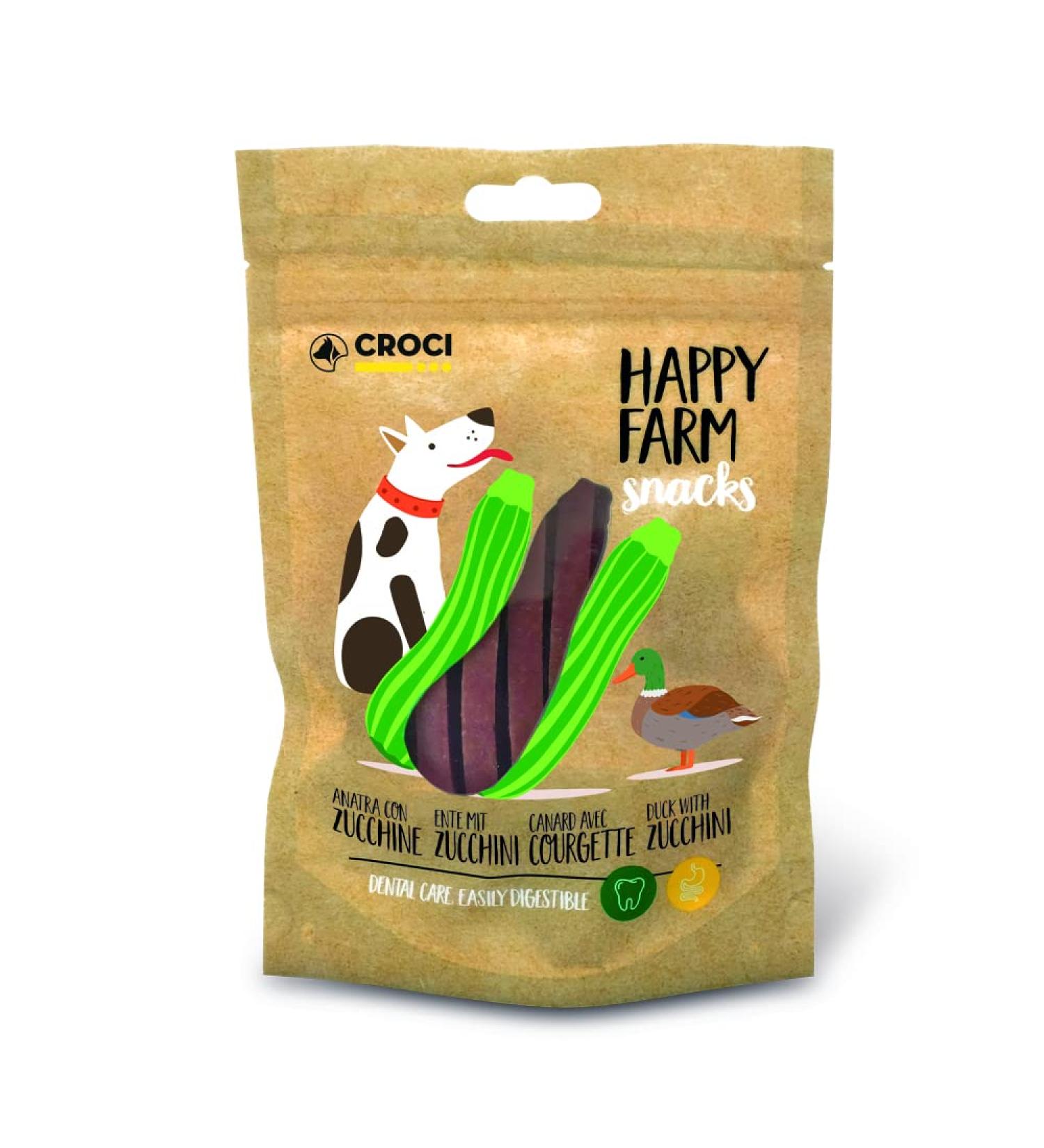 Croci Happy Farm - Dog Chew Treat Natural Dog Snack Protein Food Supplement with Vegetables Duck and Zucchini 80g - Buy Online on GoSupps.com
