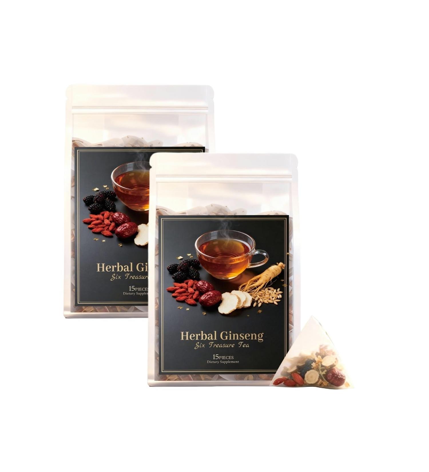 Paquet De 2 Sachets Th Herbal Health Six-Treasure Booster Vitalit Naturel For L' nergie Et La Nutrition M lange D'herbes 100% Pur Soulagement Fatigue Infusion Facile - Buy Online on GoSupps.com