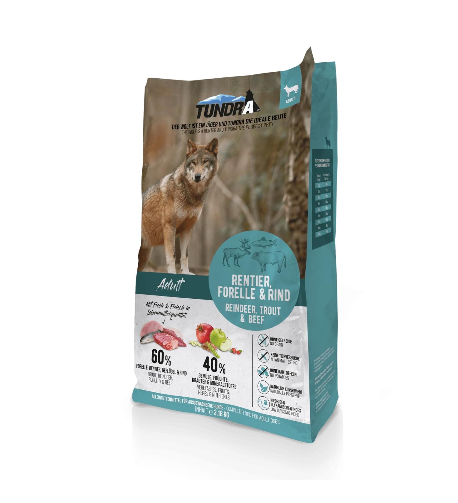Tundra Reindeer, Trout & Beef Dog Food – Grain Free 3.18 kg