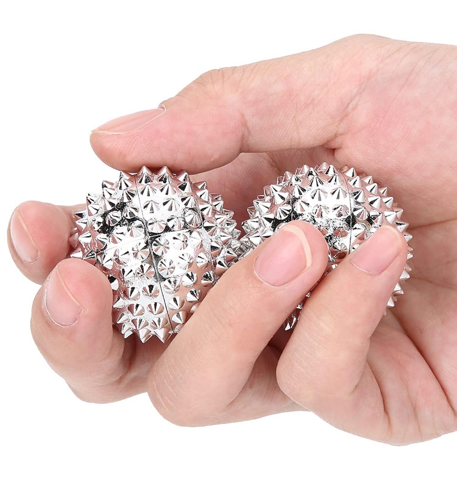 Hand Massage Ball - Acupressure Relief for Tension & Finger Relaxation | Silver Palm Pressure Ball - International Shipping - Buy Online on GoSupps.com