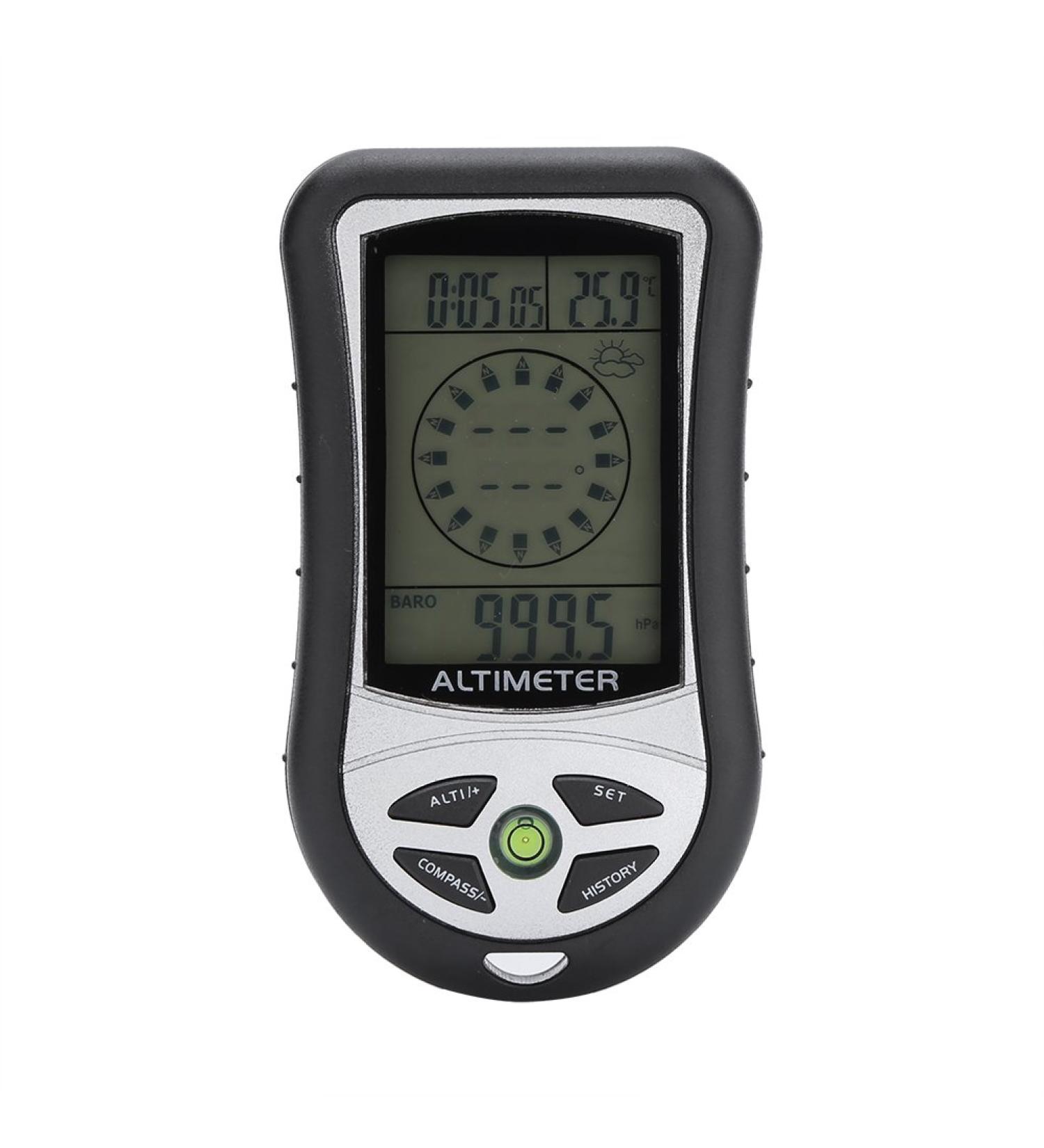 Digital Compass 8 in 1 Multi-Functional LED Outdoor Altimeter Barometer Thermometer Weather Forecast Clock - Buy Online on GoSupps.com