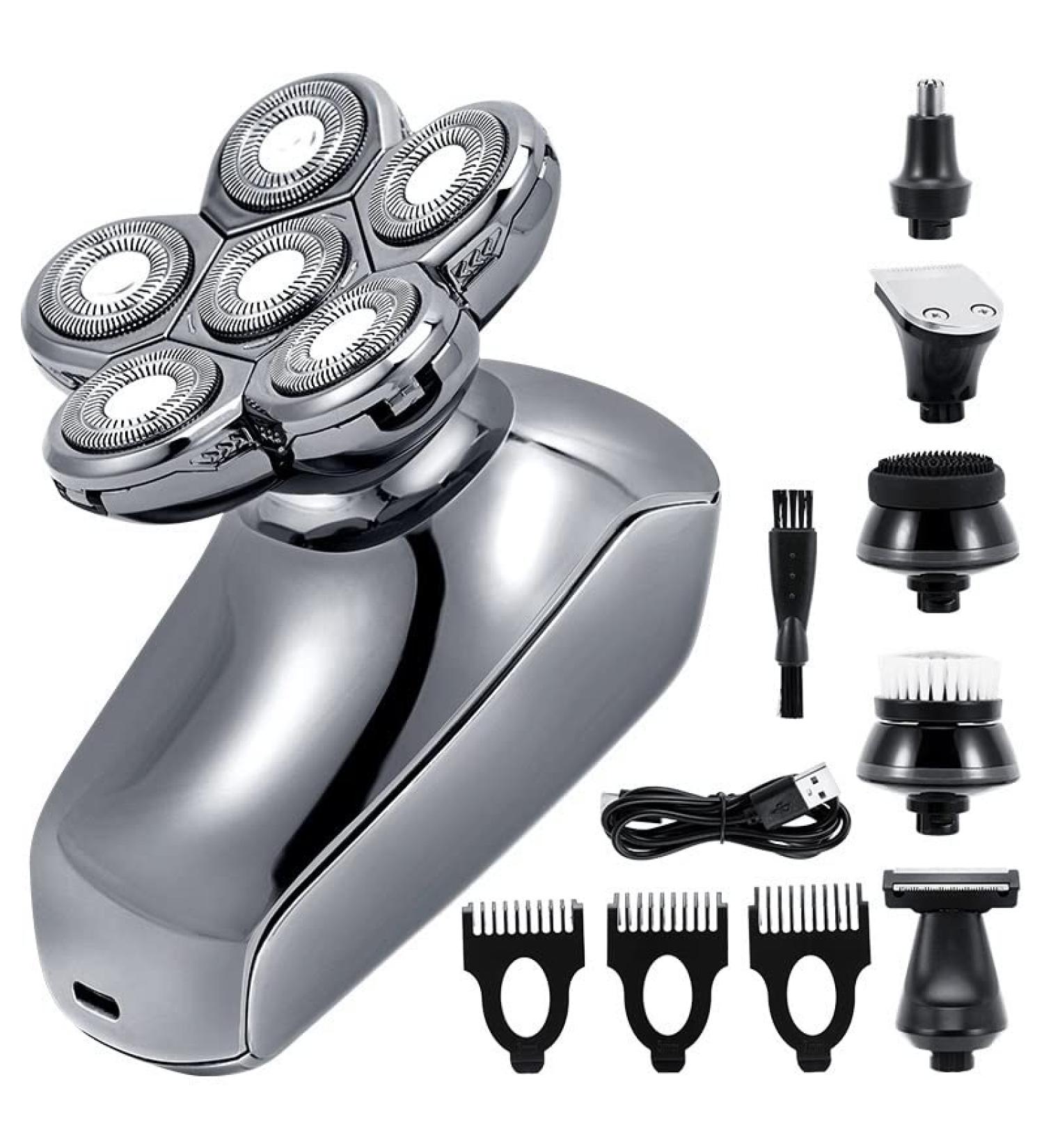 Top-Rated 6 in 1 Electric Head Shaver for Bald Men | Rechargeable 6D Floating Shaver Low Noise Ships Internationally - Buy Online on GoSupps.com