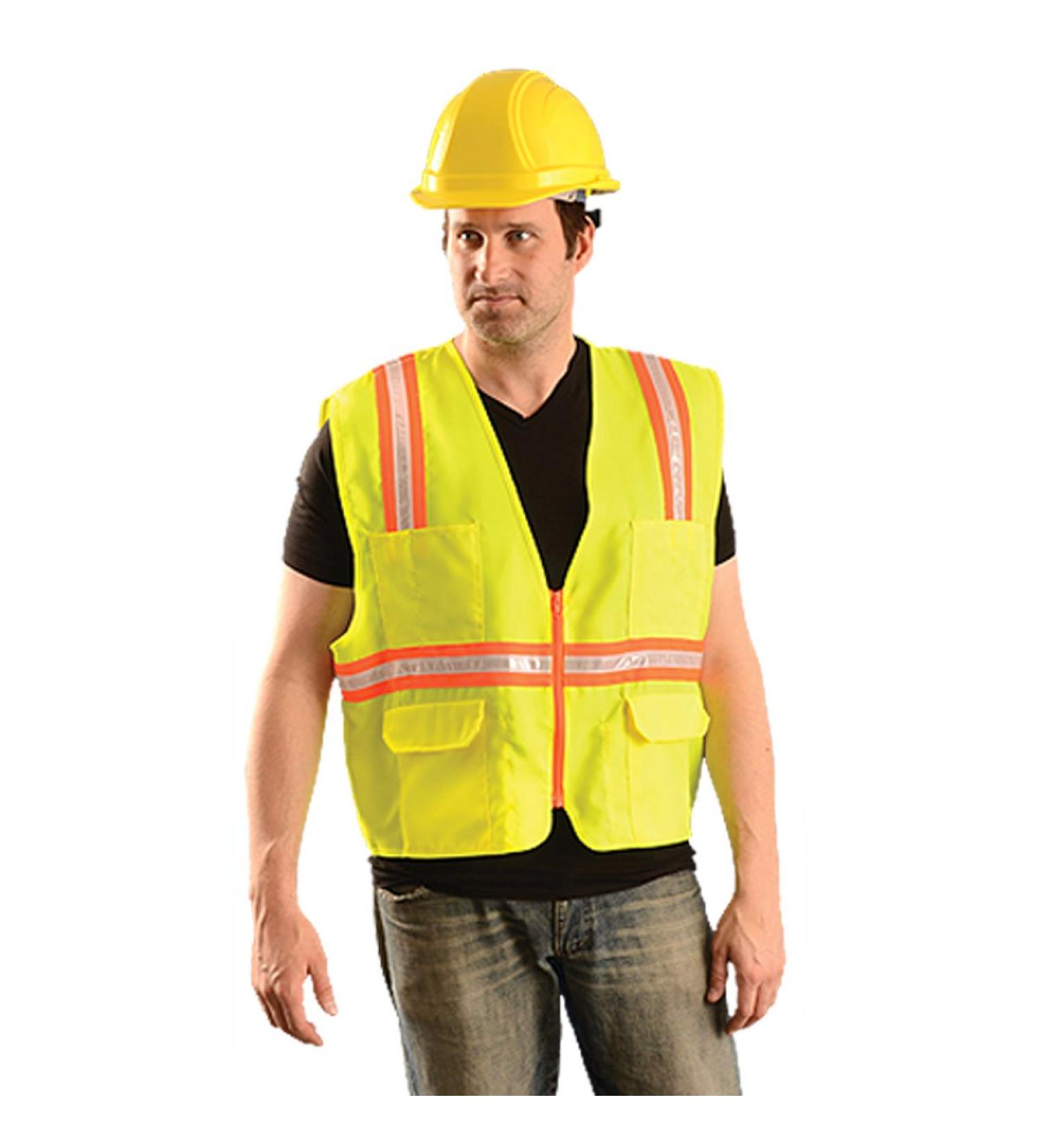 OccuNomix Medium Yellow Economy Value Polyester Vest with Front Zipper Closure