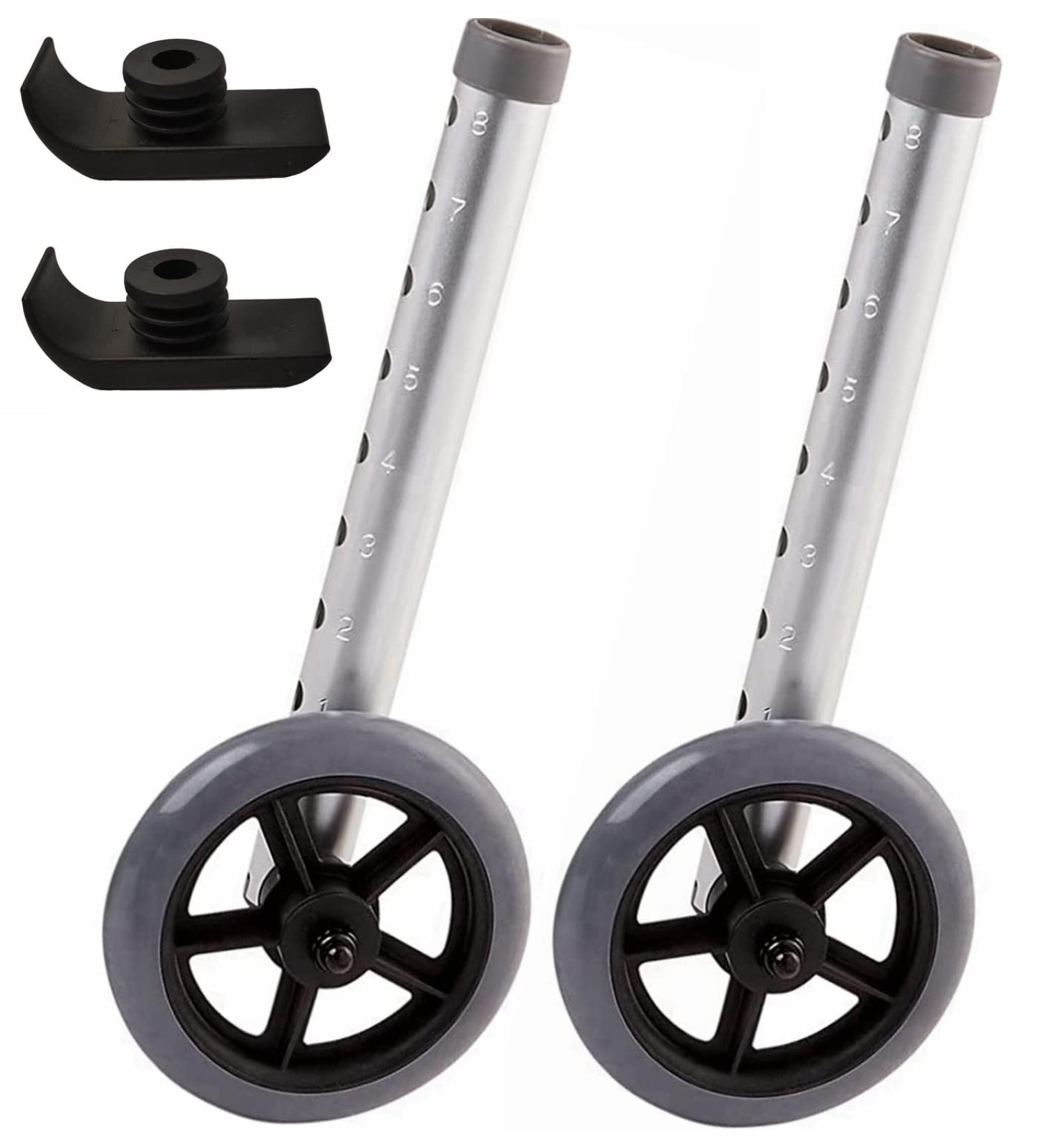 Walker Wheels and Ski Glides 1 Pair Rubber Universal Walker Caster Wheel with 8 Height Adjustable Replacement Rollator Accessories 4 PCS - Buy Online on GoSupps.com
