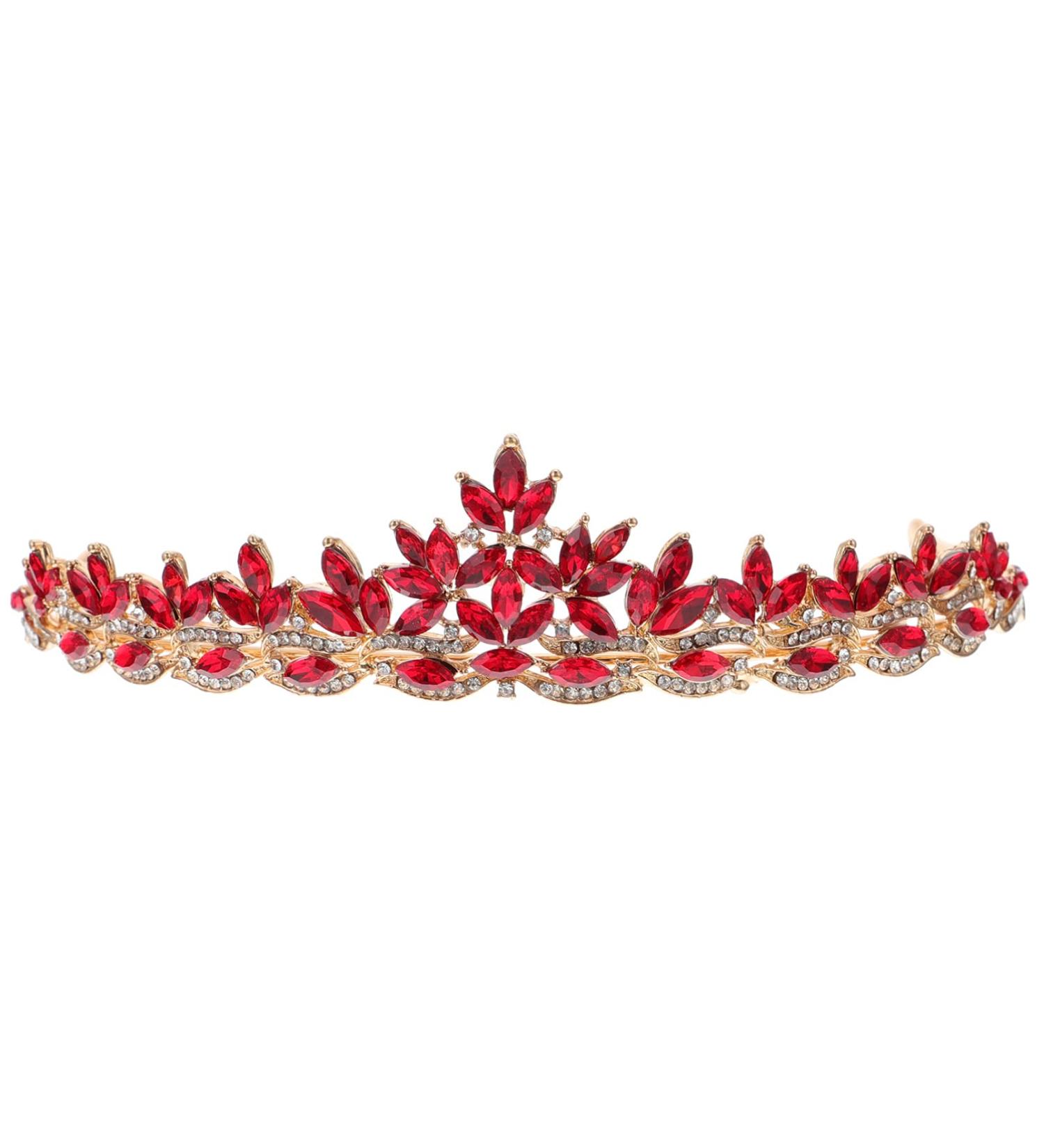 Beaupretty Women s Bridal Crown Headband - Crystal Leaves Wedding Headpiece in White & Red - Buy Online on GoSupps.com