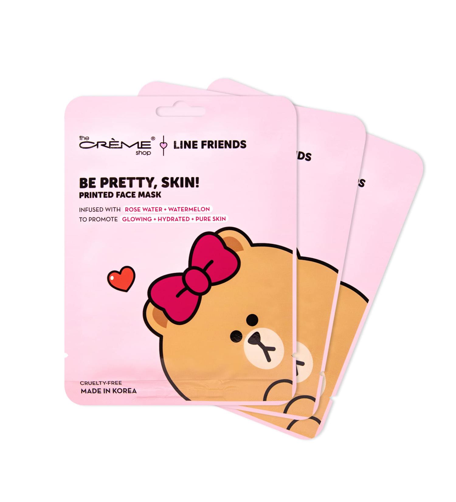 Buy The Cr me Shop LINE FRIENDS Be Pretty Skin! CHOCO Printed Essence Sheet Mask - Rose Water & Watermelon (3 Pack) | International Shipping Available - Buy Online on GoSupps.com