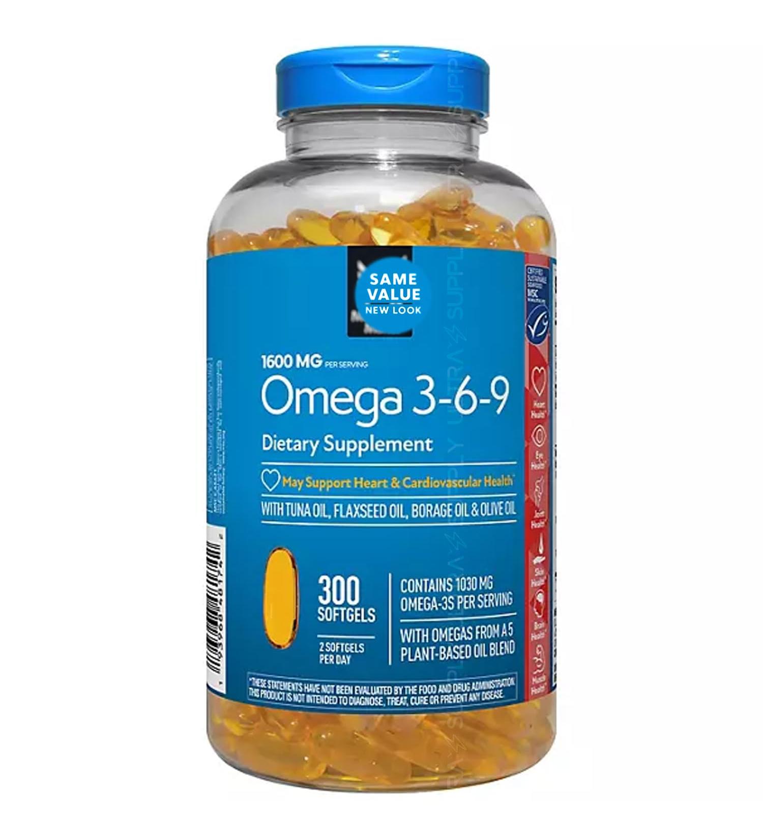 Members Mark Omega 3-6-9 Softgels 1600 mg (300 Count.) Heart Brain Joint Skin & Eye Health Essential Fatty Acids Blend - Buy Online on GoSupps.com