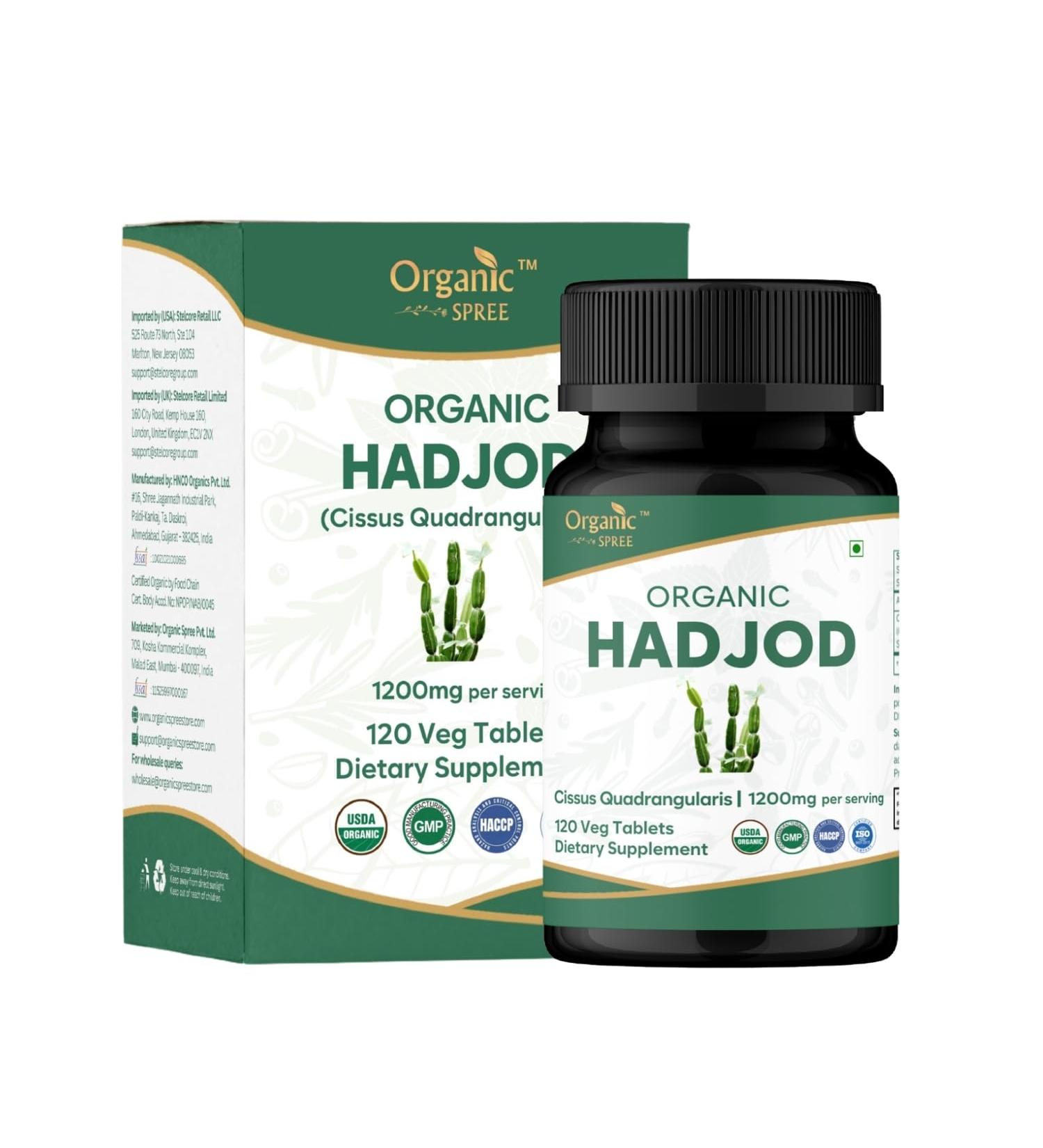 ORGANIC SPREE Hadjod 120 Tablets USDA Organic Cissus Quadrangularis Supports Joint Strength & Mobility* - Buy Online on GoSupps.com