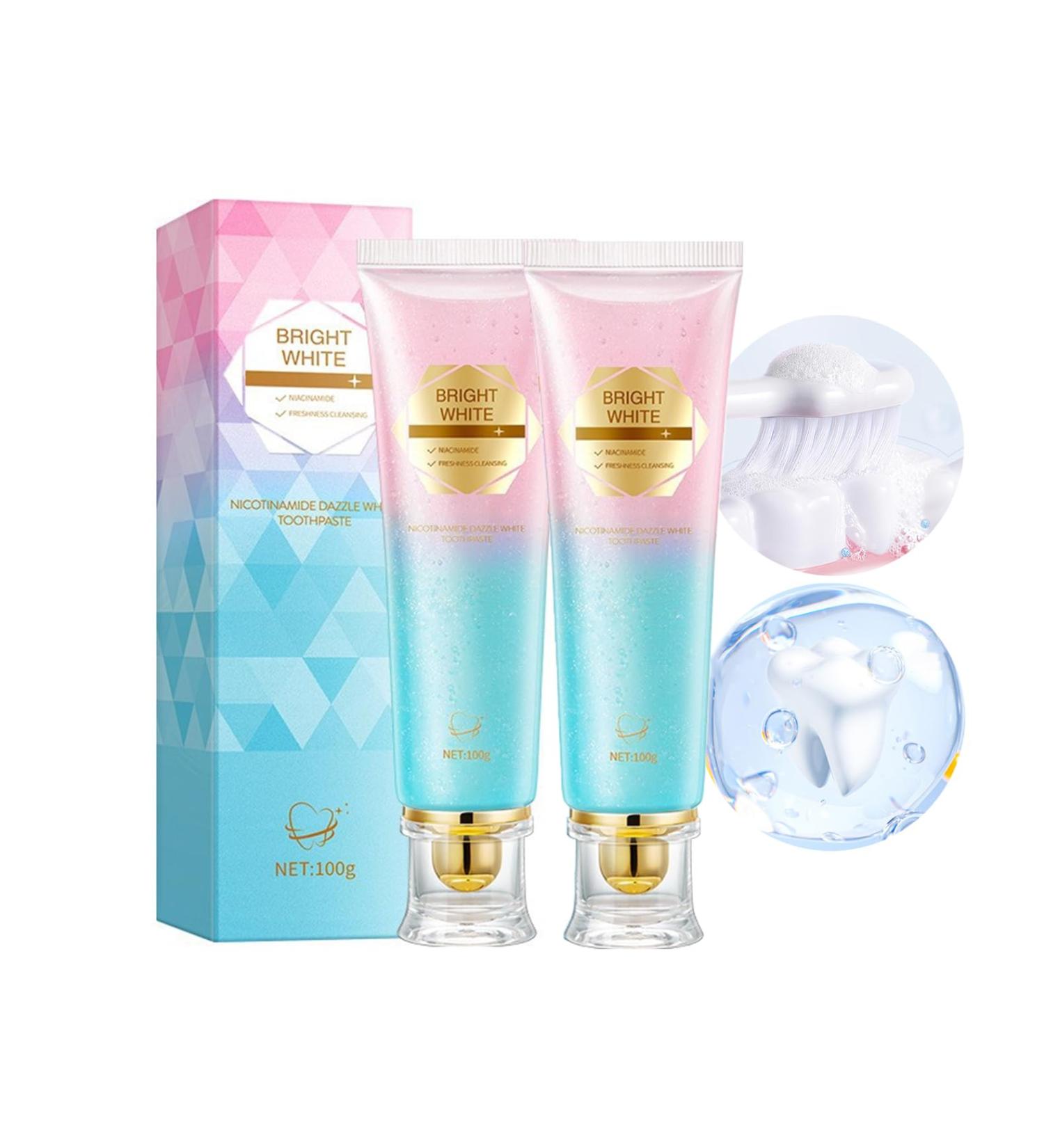 Niacinamide Whitening Toothpaste (Pack of 2) - Cleans Stains and Strengthens Teeth Reduces Gum Problems Freshens Breath Mint Flavored Without Fluoride for Sensitive Teeth - Buy Online on GoSupps.com