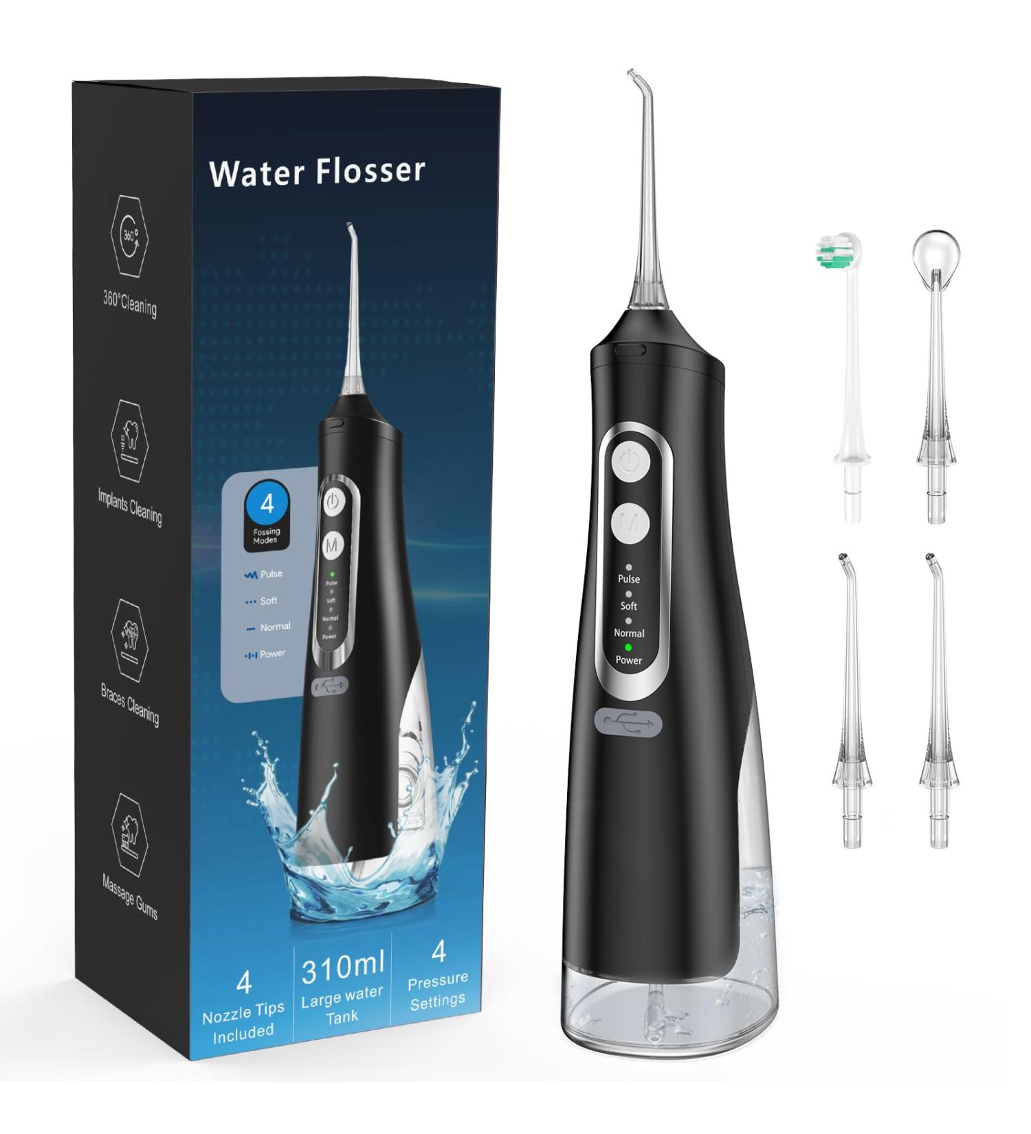 Powerful Electric Mouth Shower | 4 Modes & Nozzles | Wireless IPX7 Waterproof Oral Cleaner | 310ml Removable Tank for Travel & Home - Buy Online on GoSupps.com