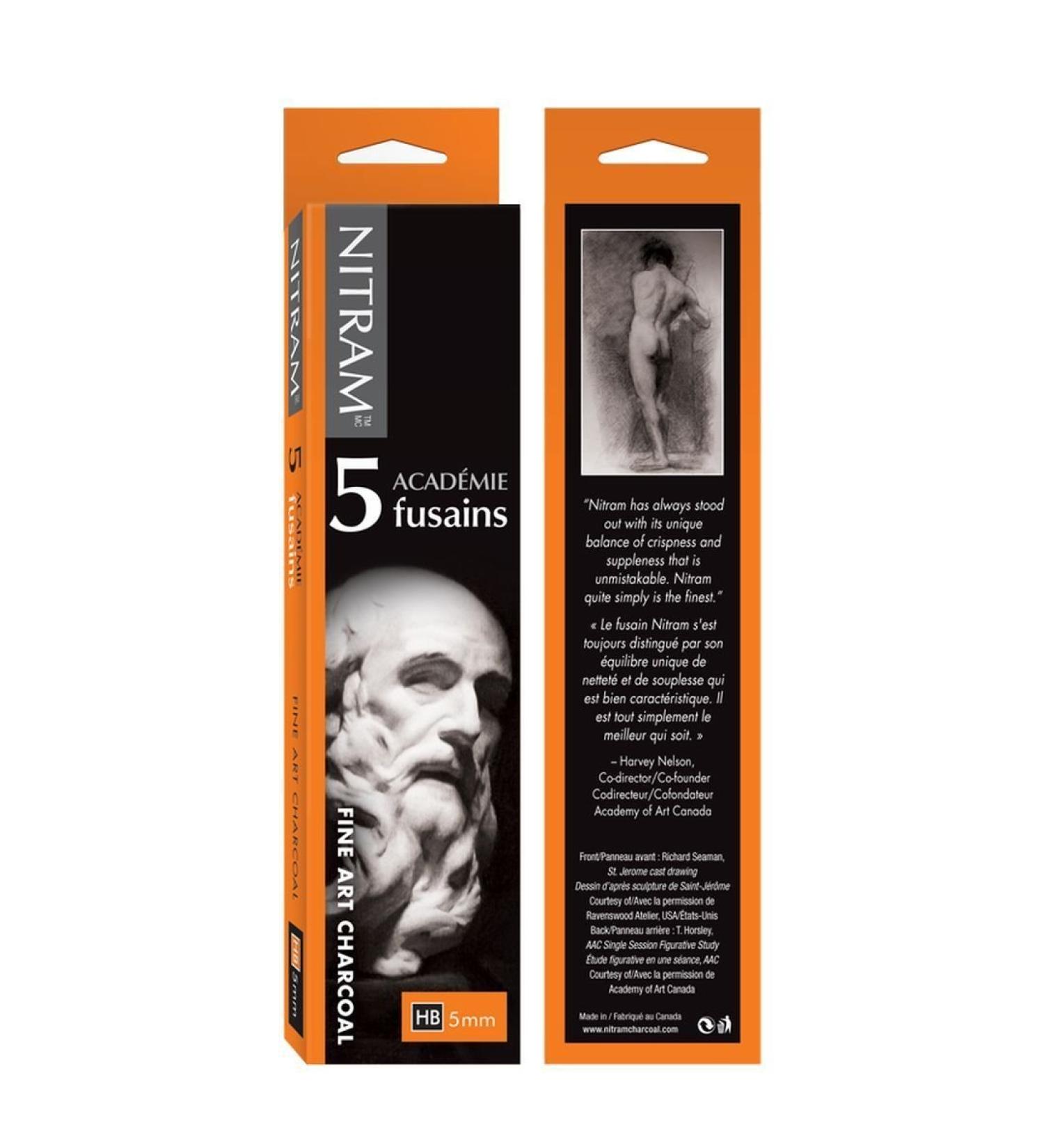 Nitram Academie Fine Art Charcoal HB Sticks - 5 Count Box (Pack of 1) - Buy Online on GoSupps.com