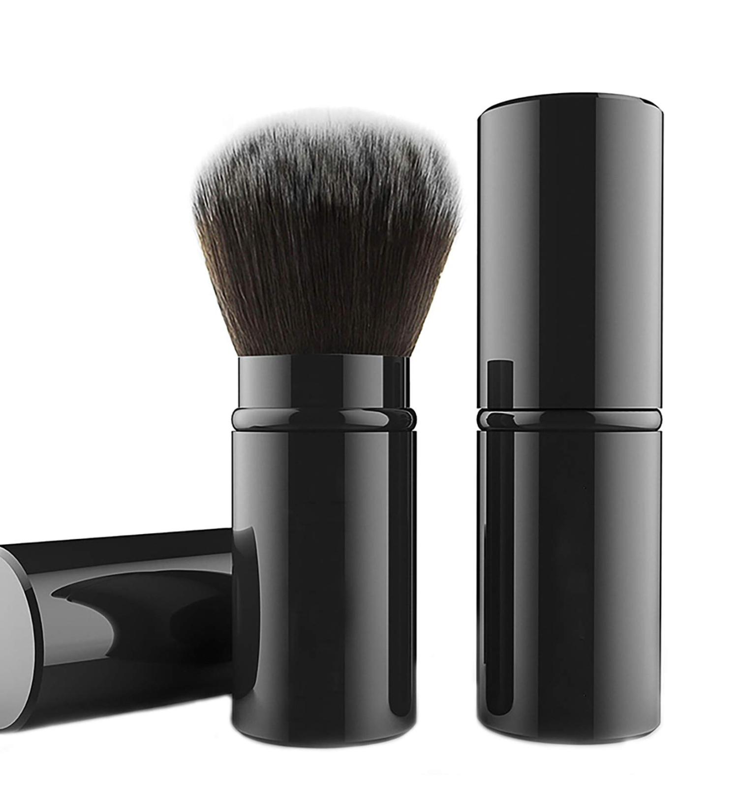 Retractable Kabuki Makeup Brush Set for Travel - Portable Face Blush, Powder, Bronzer, Highlighter - Flawless Cosmetics Application - Black - Buy Online on GoSupps.com