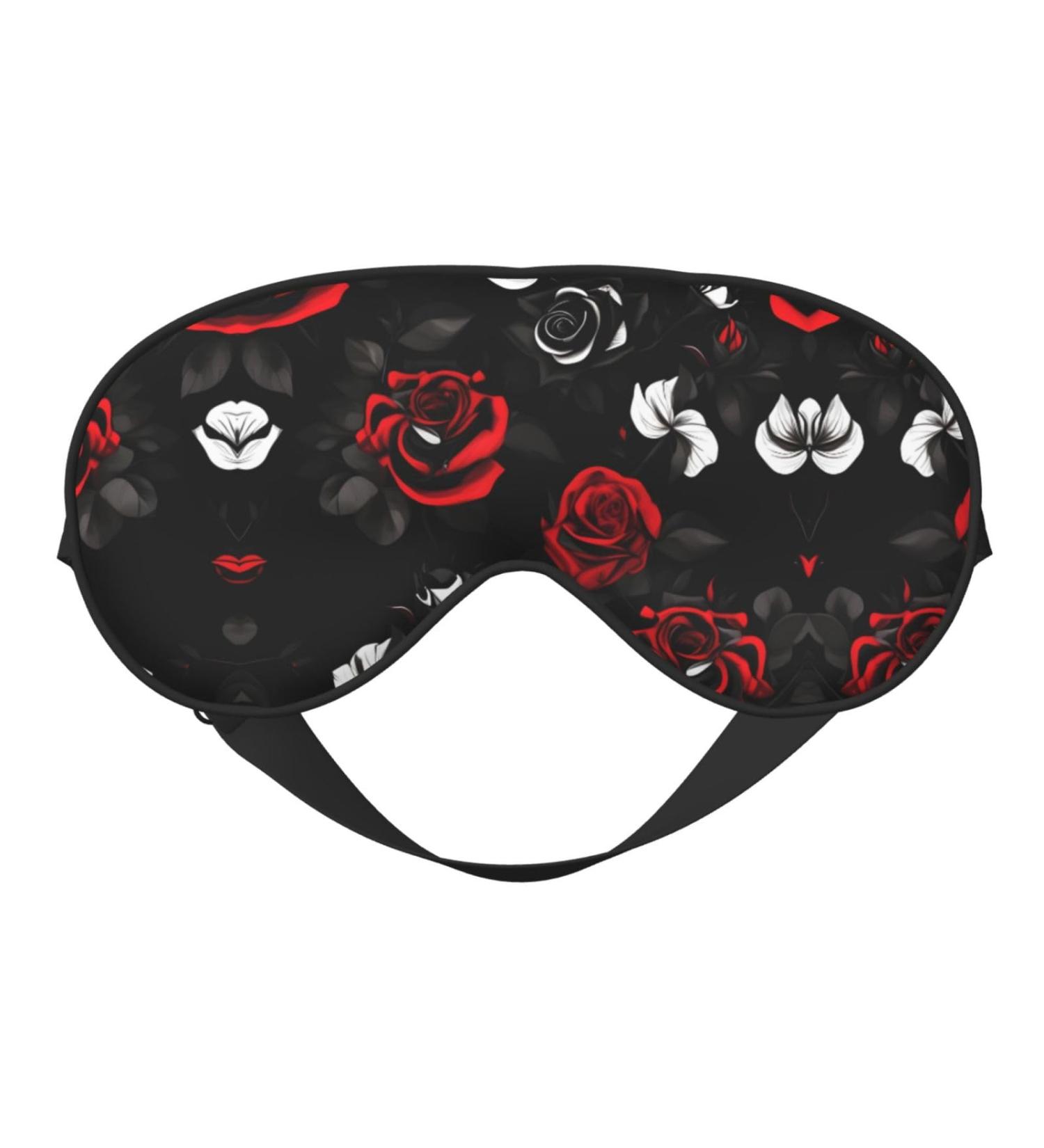 SSIMOO Black White Red Roses Eye Mask | Breathable Sleep Patch for Women | Ideal for Travel & Relaxation - Buy Online on GoSupps.com