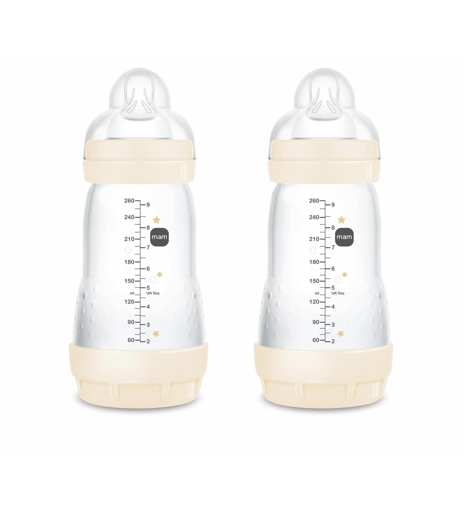 MAM Easy Start Anti-Colic Bottle A139 | Patented Silicone Suction Cup | Self-Sterilizing Ultra Soft 2-Pack for Babies 2 Months+ | 260ml - Buy Online on GoSupps.com