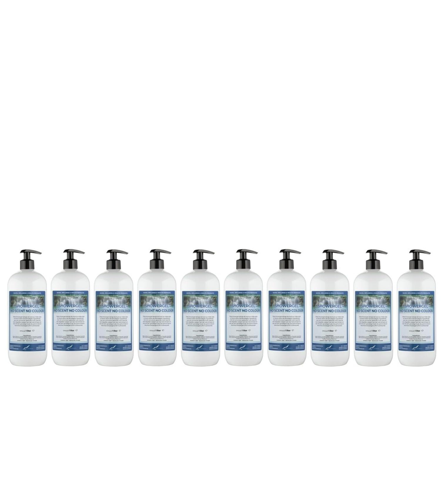 Claudius Showergel No Scent No Colour 10 x 1 liter met 10 pompen wit