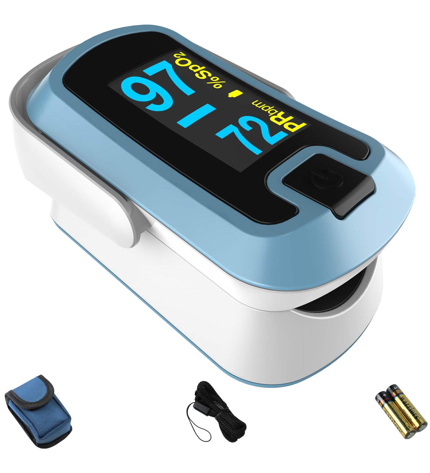 Buy mibest OLED Finger Pulse Oximeter - Accurate O2 Meter | Dual Color White/Light Blue - International Shipping Available - Buy Online on GoSupps.com
