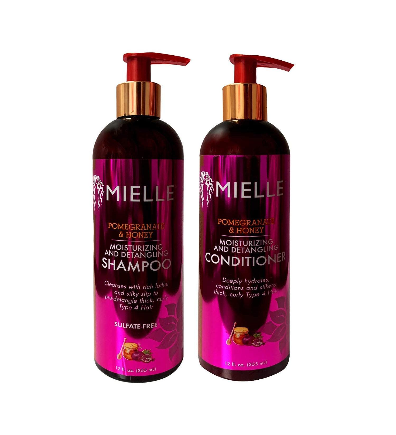 Mielle Pomegranate & Honey Moisturizing/Detangling Shampoo and Conditioner SET (12 fl. oz Each)