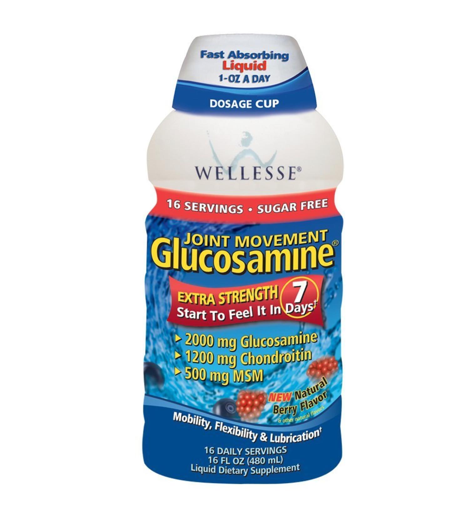 Wellesse Joint Movement Glucosamine with Chondroitin + MSM Natural Berry Flavor 16-Ounce (480 ml) (Pack of 2)