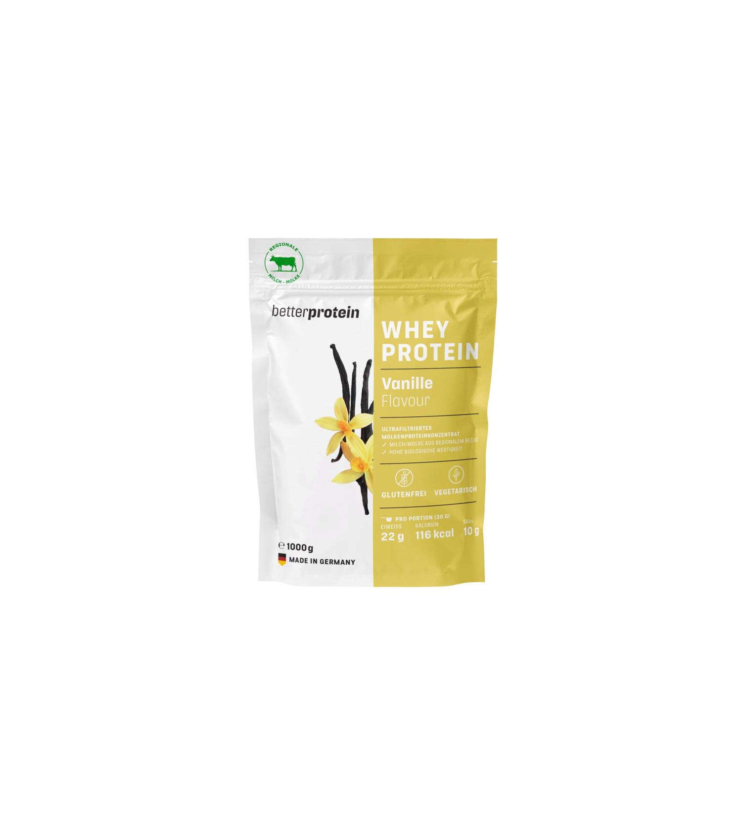 Buy Betterprotein Vanilla Whey Protein 1kg - Premium German Protein Powder for Muscle Building & Weight Loss - Made from Regional Milk - Buy Online on GoSupps.com