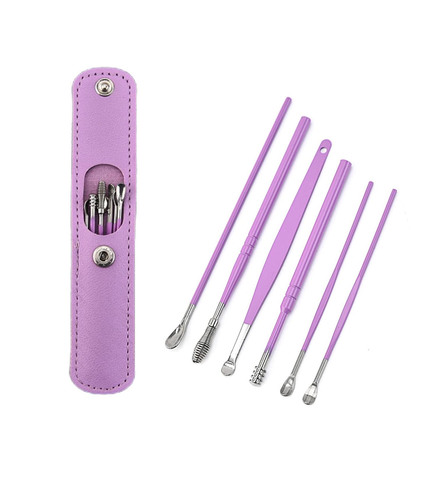 6-Piece Ear Pick Earwax Removal Kit with Leather Storage Case - Ear Cleaning and Care Tool Set - Buy Online on GoSupps.com
