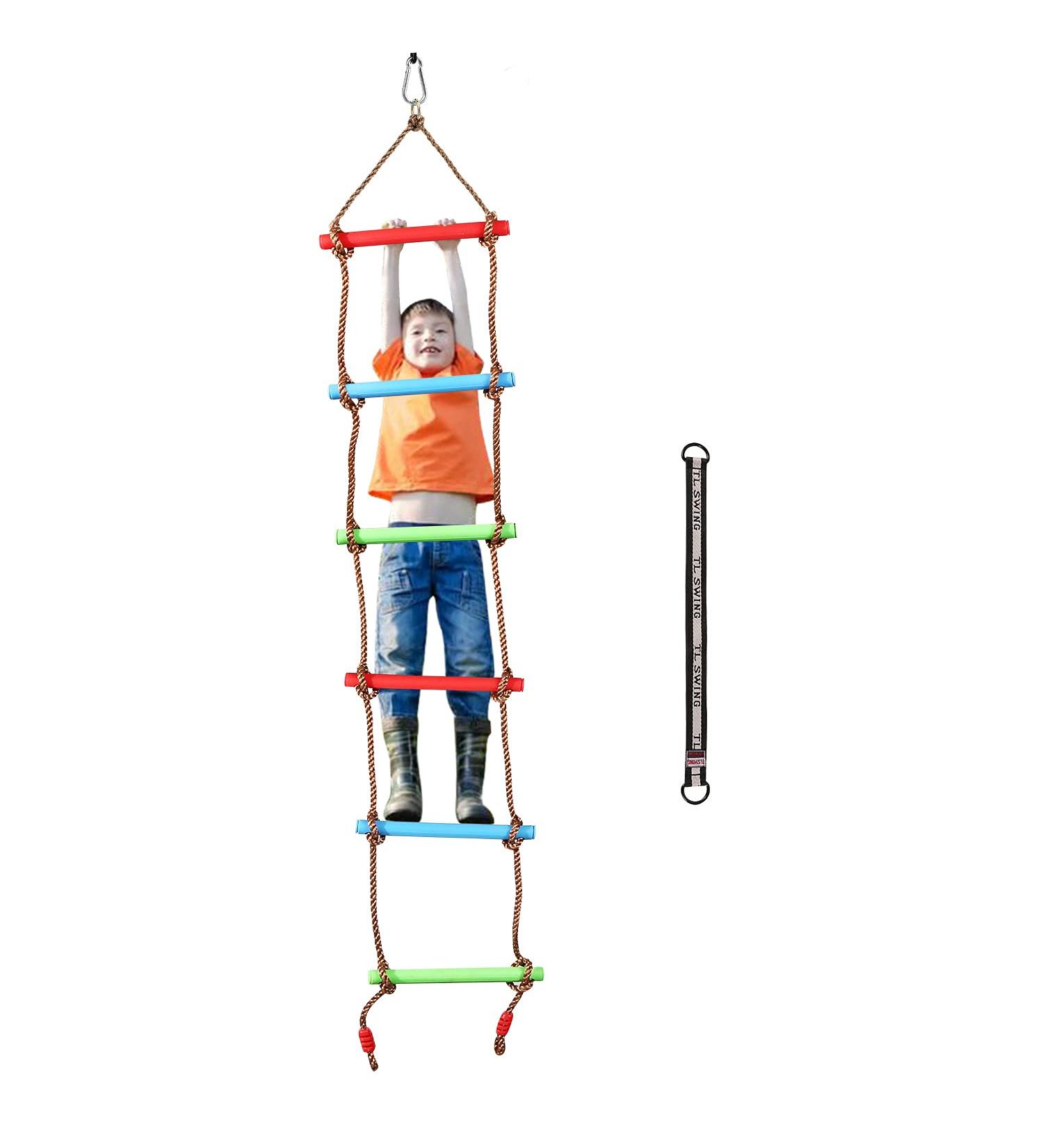 RedSwing 6.6 Ft Rope Ladder for Kids - Climbing Ladder for Swing Set - Hanging Rope Ladder with Strap - Outdoor Play Set for Tree House, Playground, and Ninja Slackline - Multi Color - Buy Online on GoSupps.com