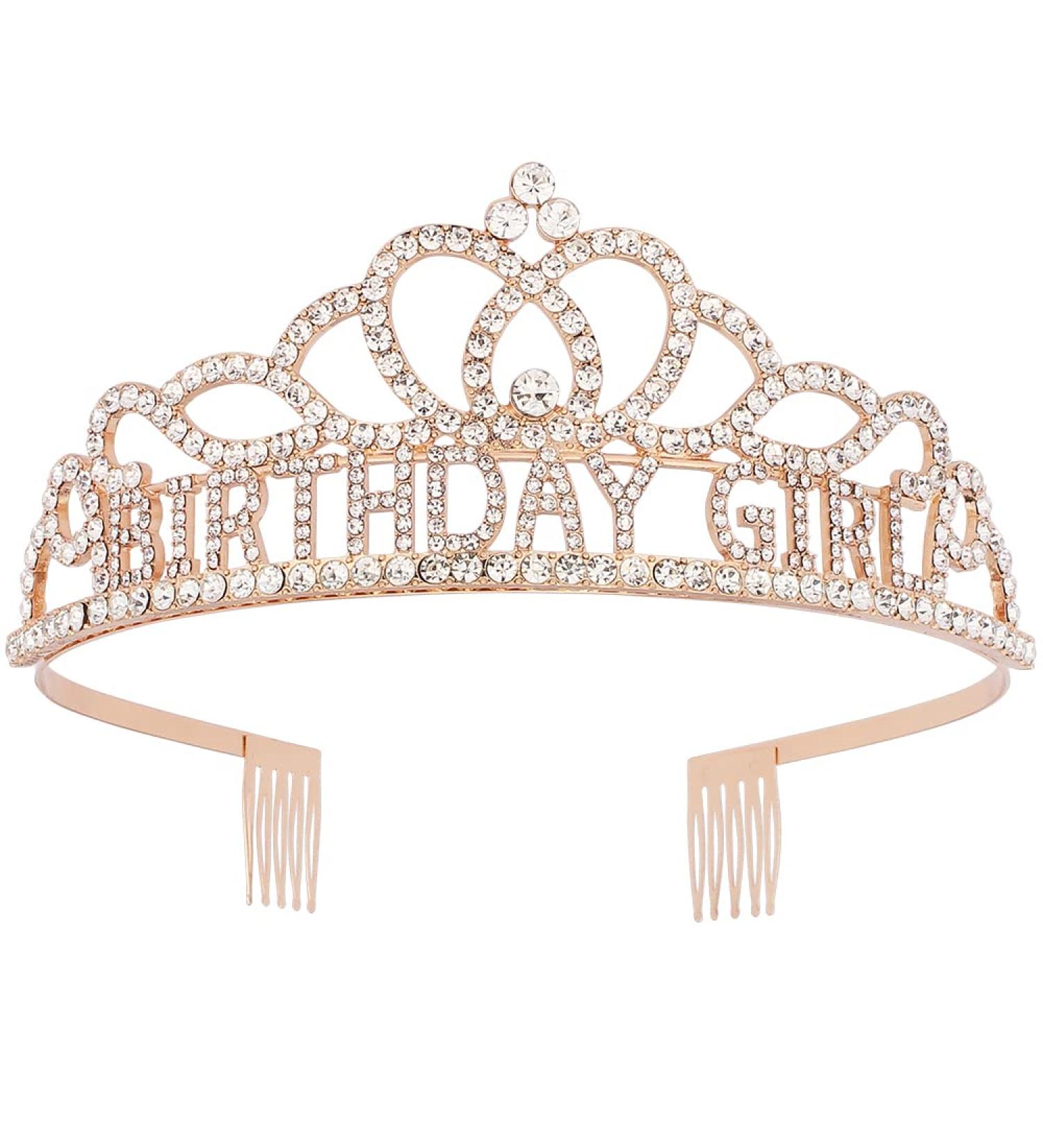 Diane Birthday Crowns for Women & Girls - Gold Rhinestone Tiara Headband - Buy Online on GoSupps.com