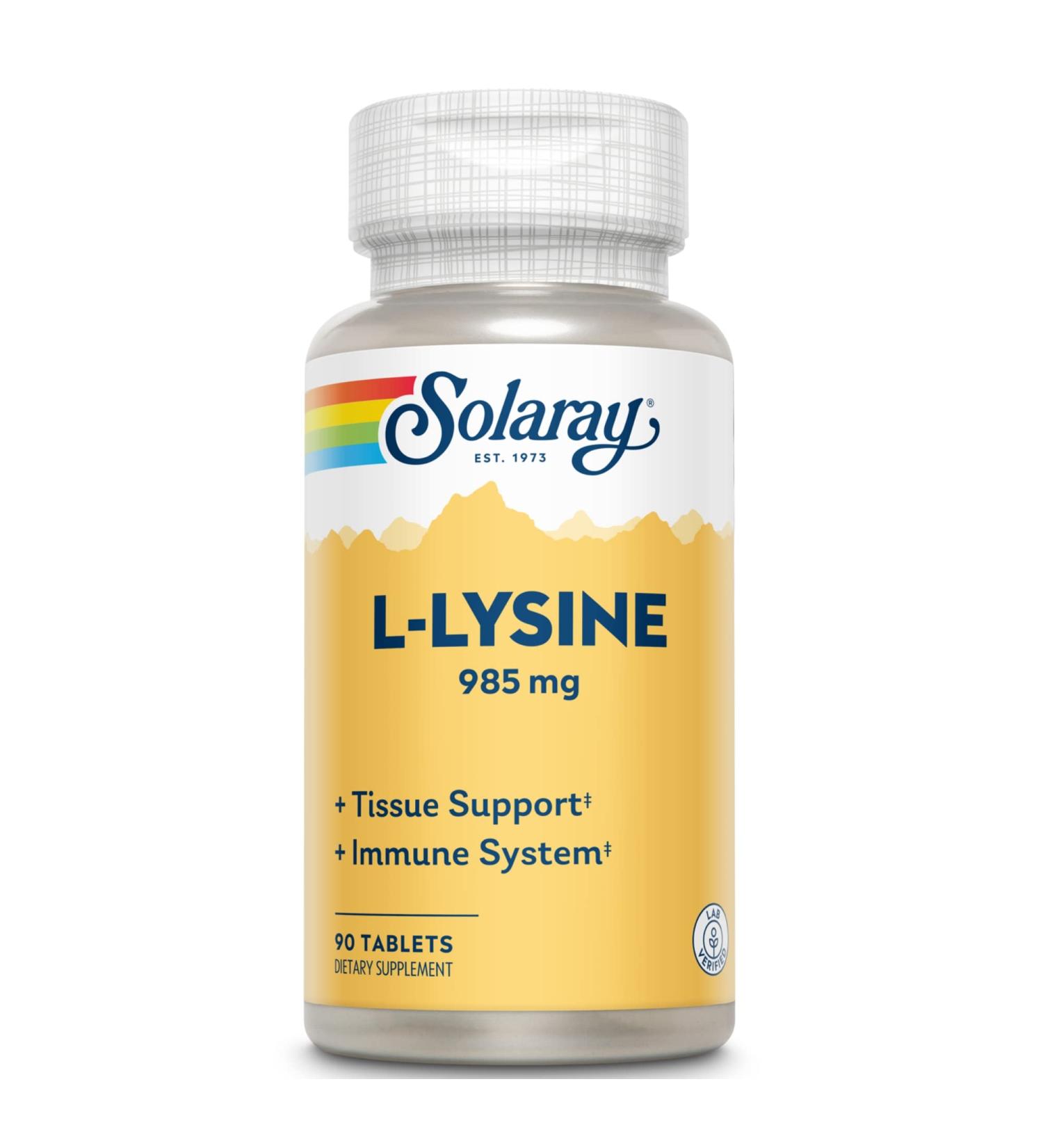 Solaray L-Lysine 1000 mg - 90 Tablets for Immune Support & Healthy Skin - Buy Online on GoSupps.com