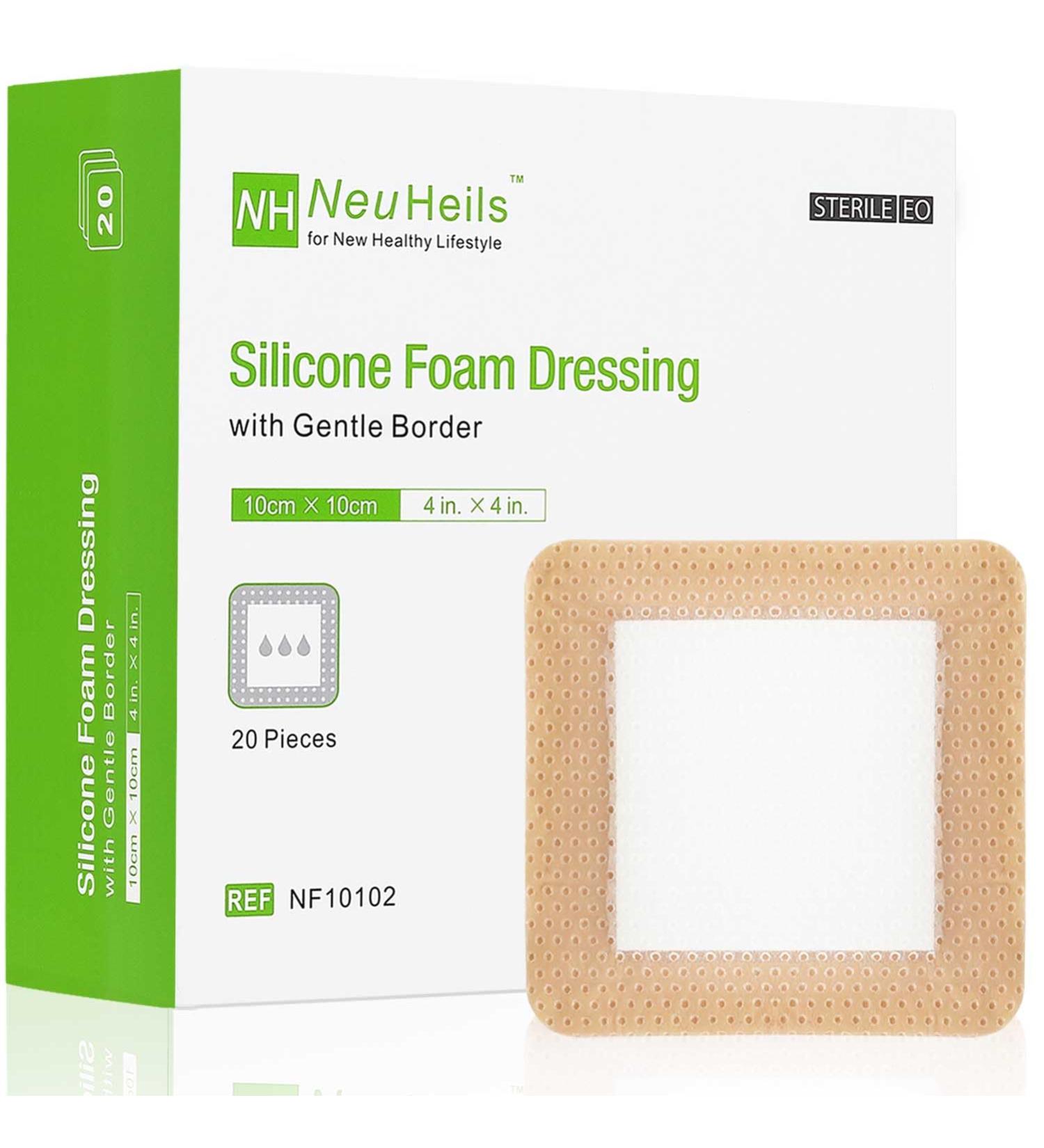 Buy Silicone Foam Dressing 4x4 (20 Pack) - High Absorbency Waterproof Wound Bandage for Bed Sores & Leg Ulcers - Buy Online on GoSupps.com