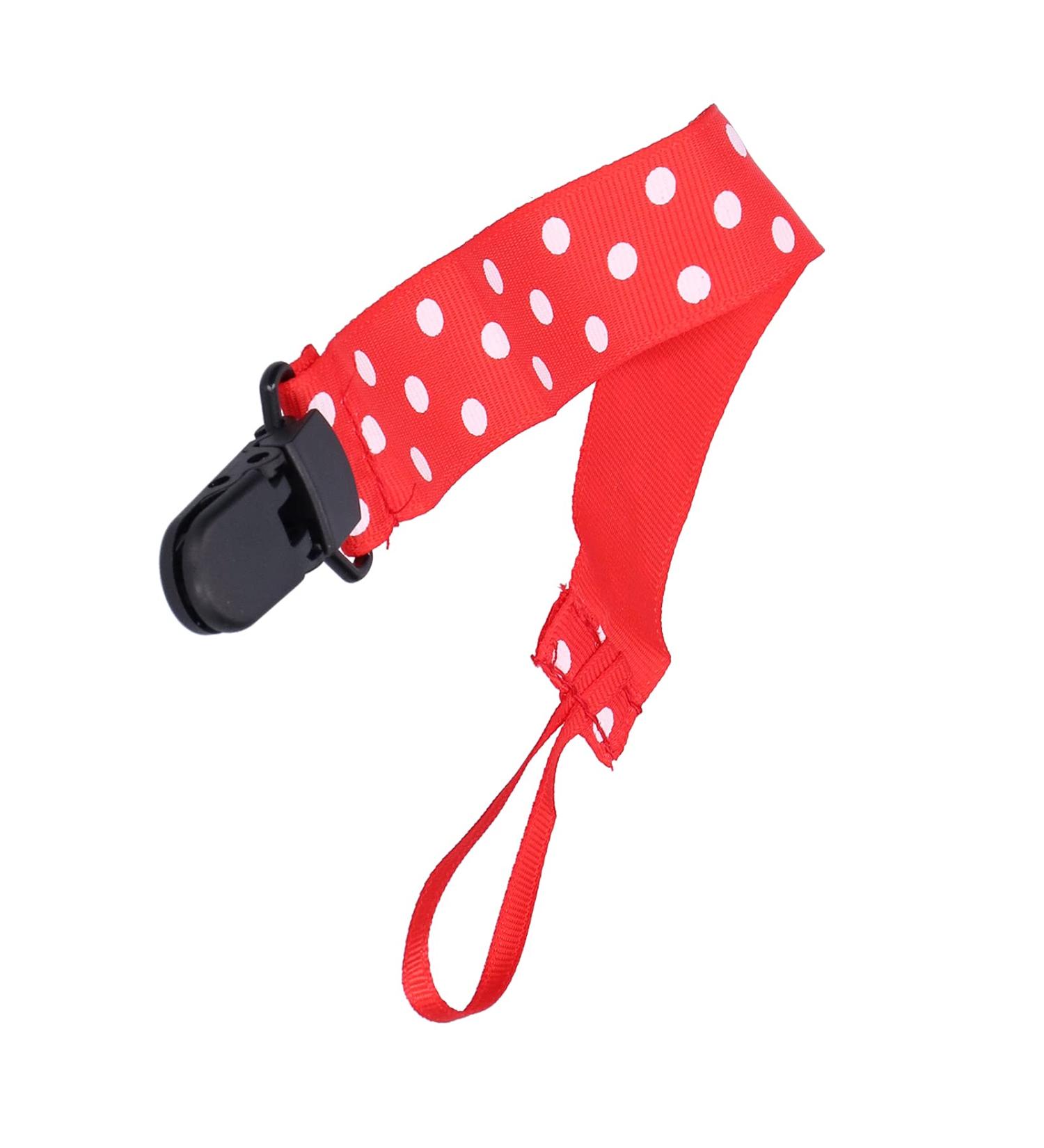 Buy Durable Foldable Pacifier Strap - 32 cm Non-Toxic Baby Pacifier Clip for Travel (Red Dot) - Buy Online on GoSupps.com