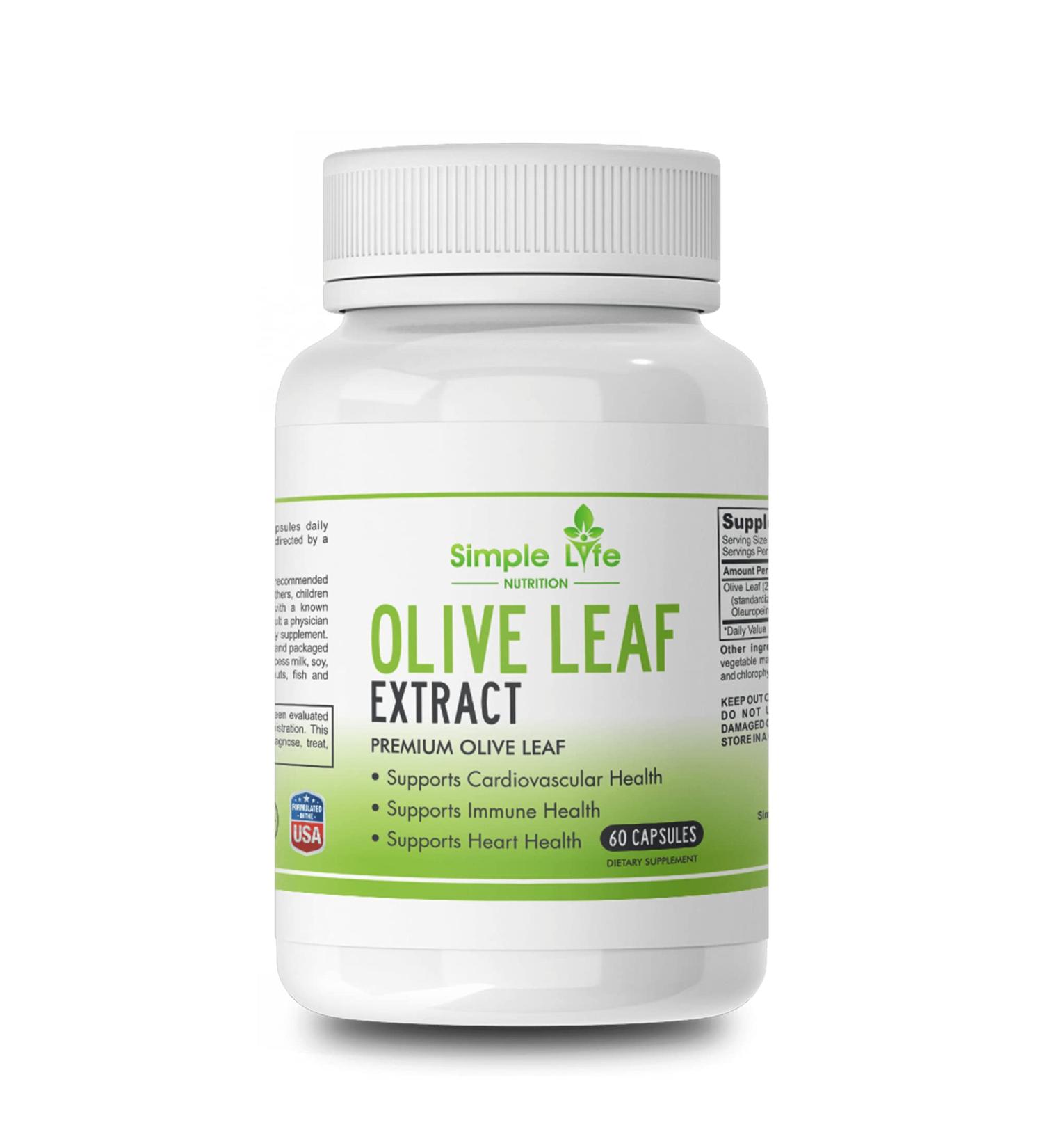 Simple Life Nutrition Olive Leaf Extract Supplement - Immune & Cardio Health Support - Non-GMO, Gluten-Free - Buy Online on GoSupps.com