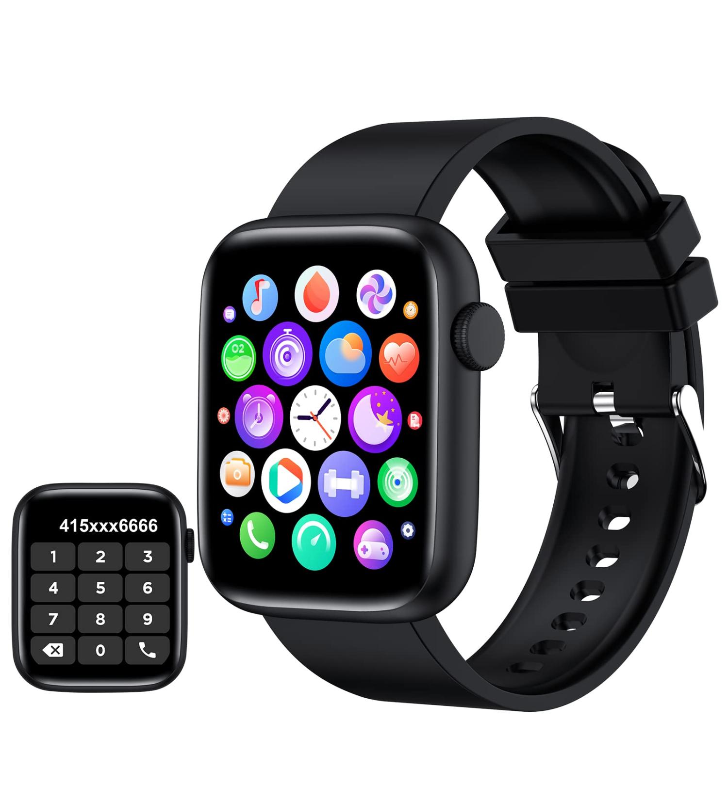 Smart Watch, 1.9" Full Touch Screen Smart Watch for Android & iOS Phones with Heart Rate & Blood Oxygen Monitor, 123 Sport Modes,Voice Assistant, Fitness Smart Watch for Women Men Black - Buy Online on GoSupps.com