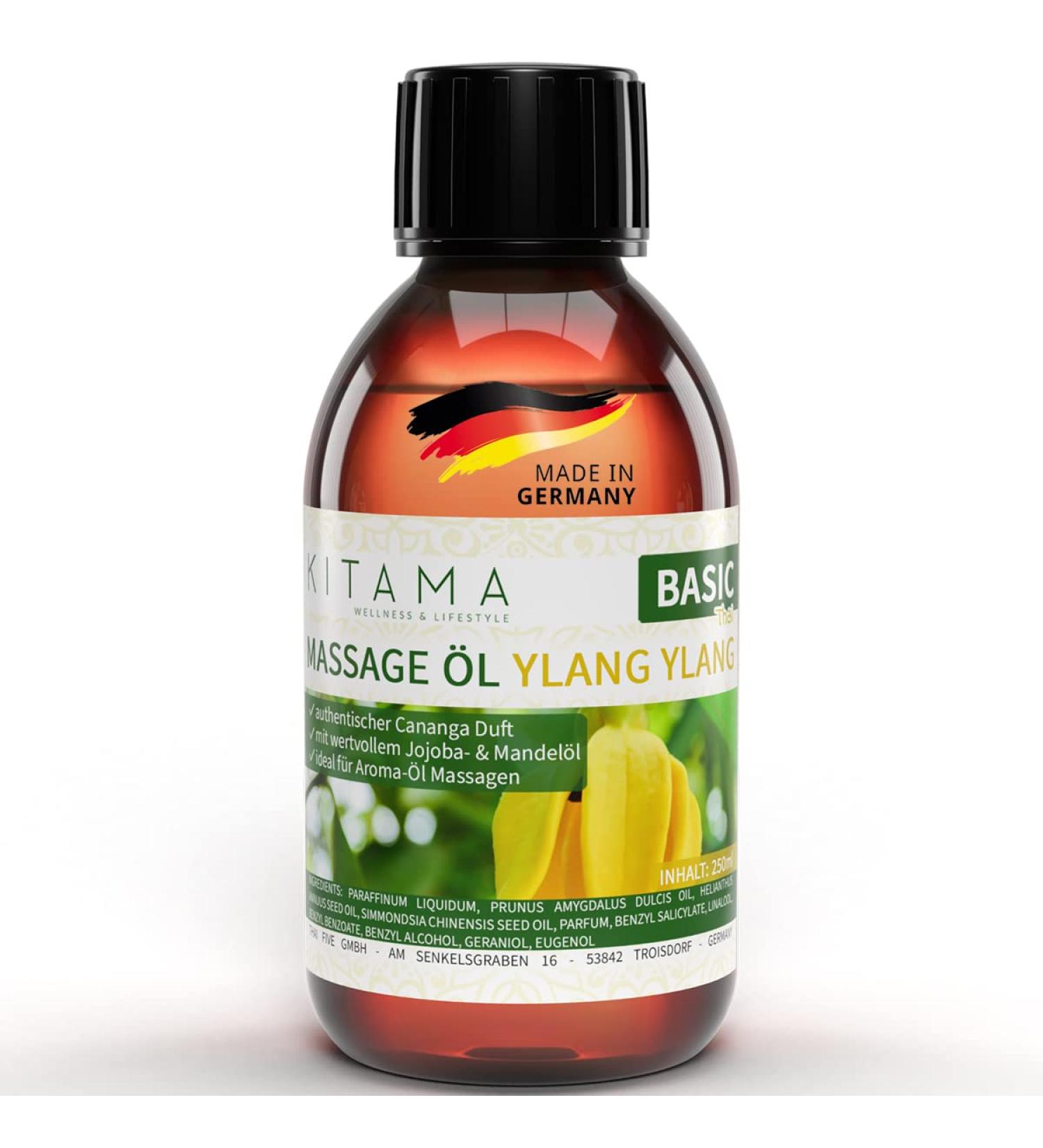 Kitama Ylang Ylang Massage Oil 250ml - Nourishing Aroma Oil for Relaxation & Body Care - Thai Essential Oil - Buy Online on GoSupps.com