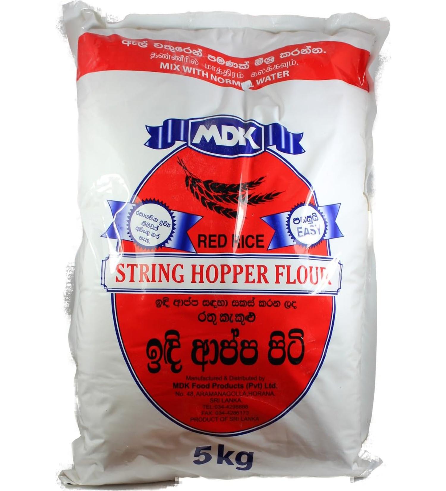Seelans MDK Red String Hopper Flour | 5KG | Hopper Mix | Flour | Rice Flour | Idiyappam Flour | 100% Row Rice | SriLankan Origin - Buy Online on GoSupps.com