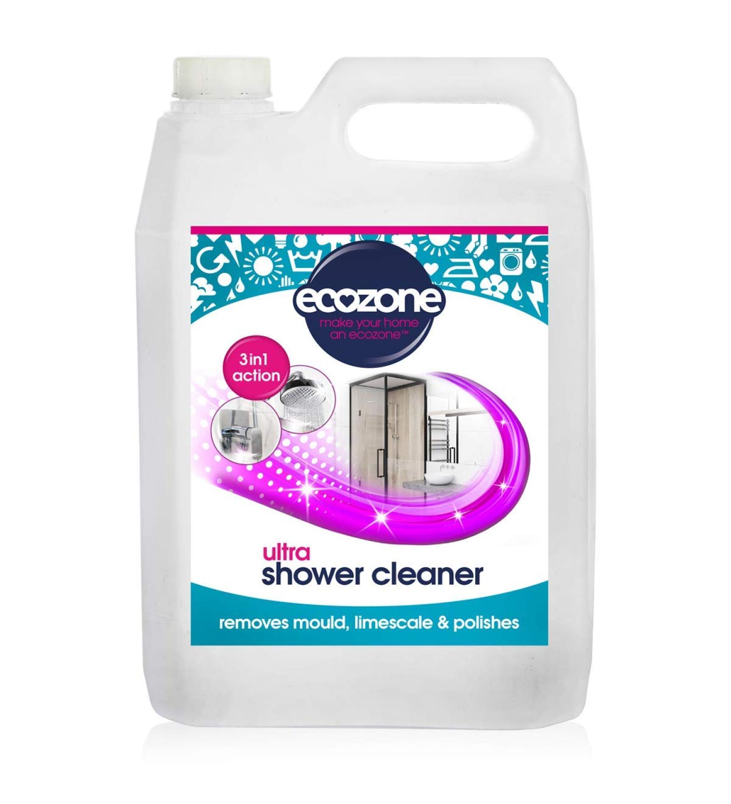 EcoZone Ultra Shower Cleaner 3-in-1 | Removes Mould & Limescale | Antibacterial De-Scaler | Vegan-Friendly 2L Refill - Buy Online on GoSupps.com