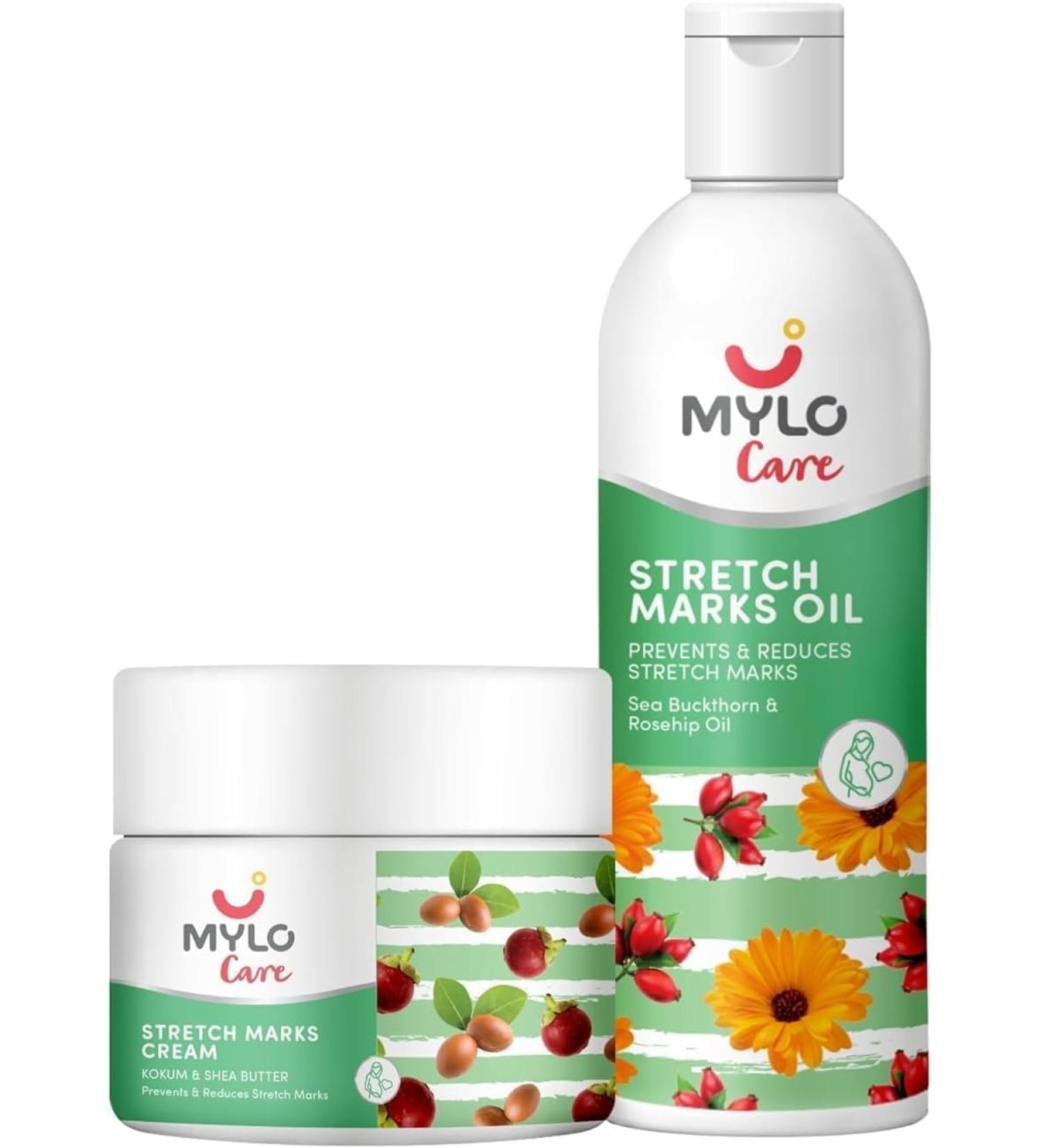 Stretch Marks Combo - 100ml Oil & Cream | Natural Skin Care for Scar Removal & Skin Brightening with Argan Oil & Shea Butter - Buy Online on GoSupps.com