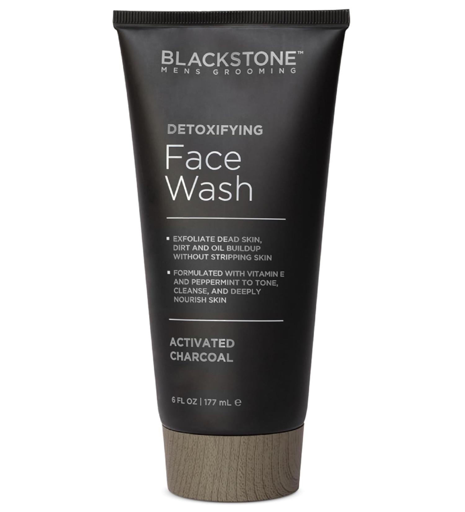 Blackstone Men's Grooming Detoxifying Face Wash - Vitamin E & Peppermint Deep Cleansing Exfoliating Paraben & Cruelty Free Activated Charcoal Made in USA (6 Fl Oz - Buy Online on GoSupps.com