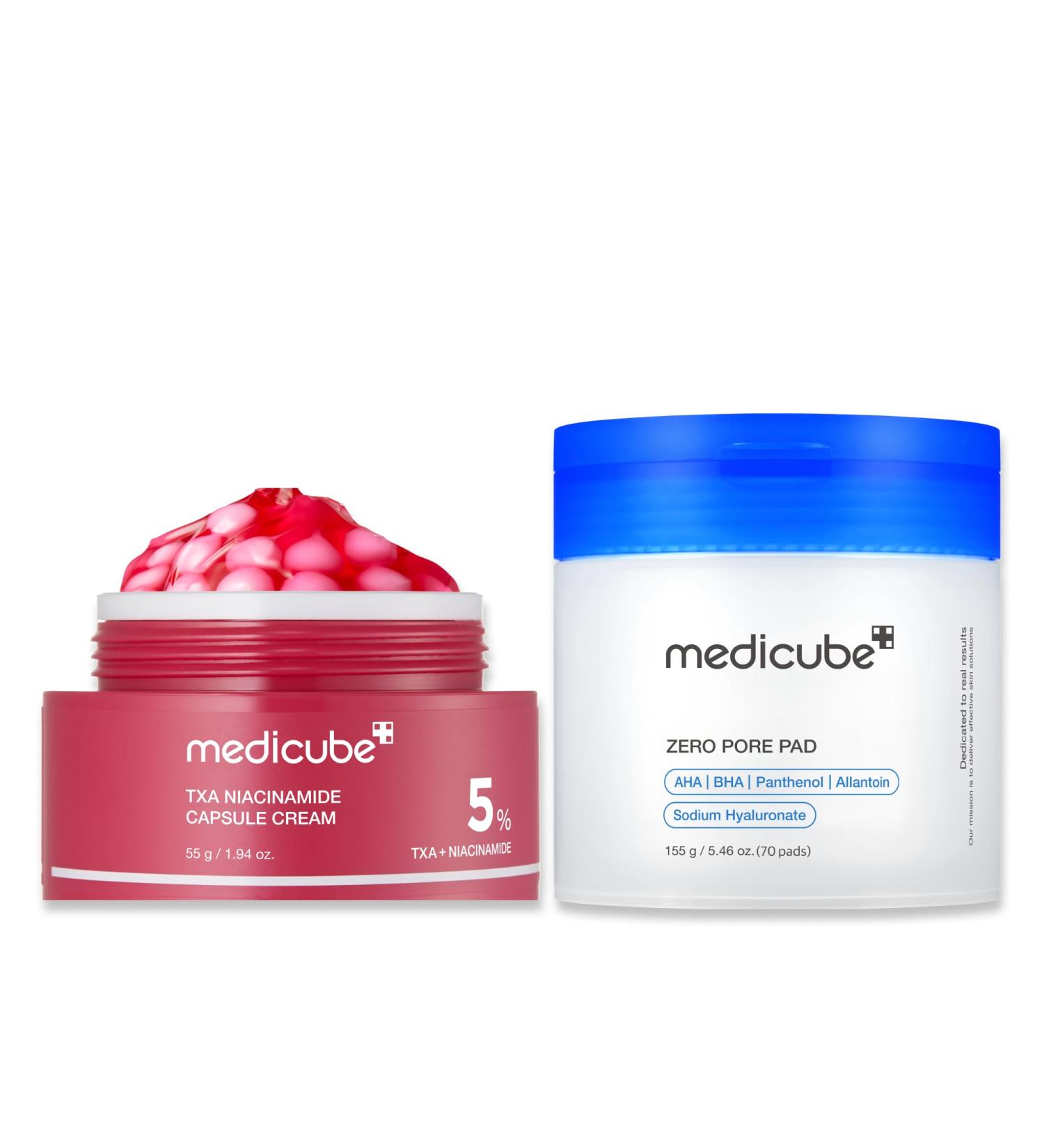 medicube Clear Glass Skin Duo: TXA+Niacinamide Capsule Cream and Zero Pore Pads 2.0 - Buy Online on GoSupps.com