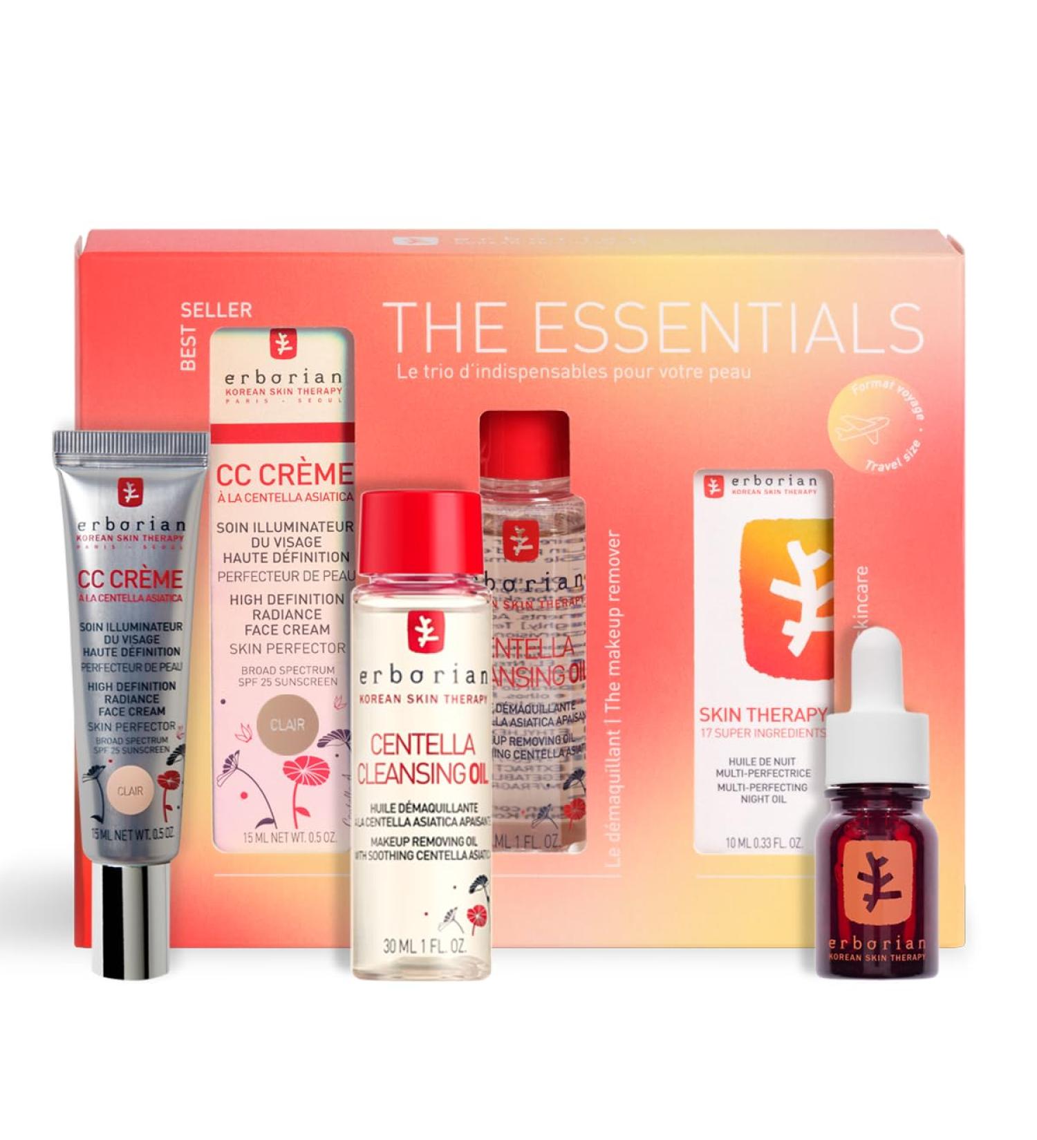 Erborian CC Cream with Centella Asiatica Lightweight Skin Perfector Tinted Moisturiser and Brightening Face Cream - Korean Skincare Cream Fair Shade SPF 25 - CC Cream - Dor 15 ml Light 15 ml + 30 ml + 10 ml