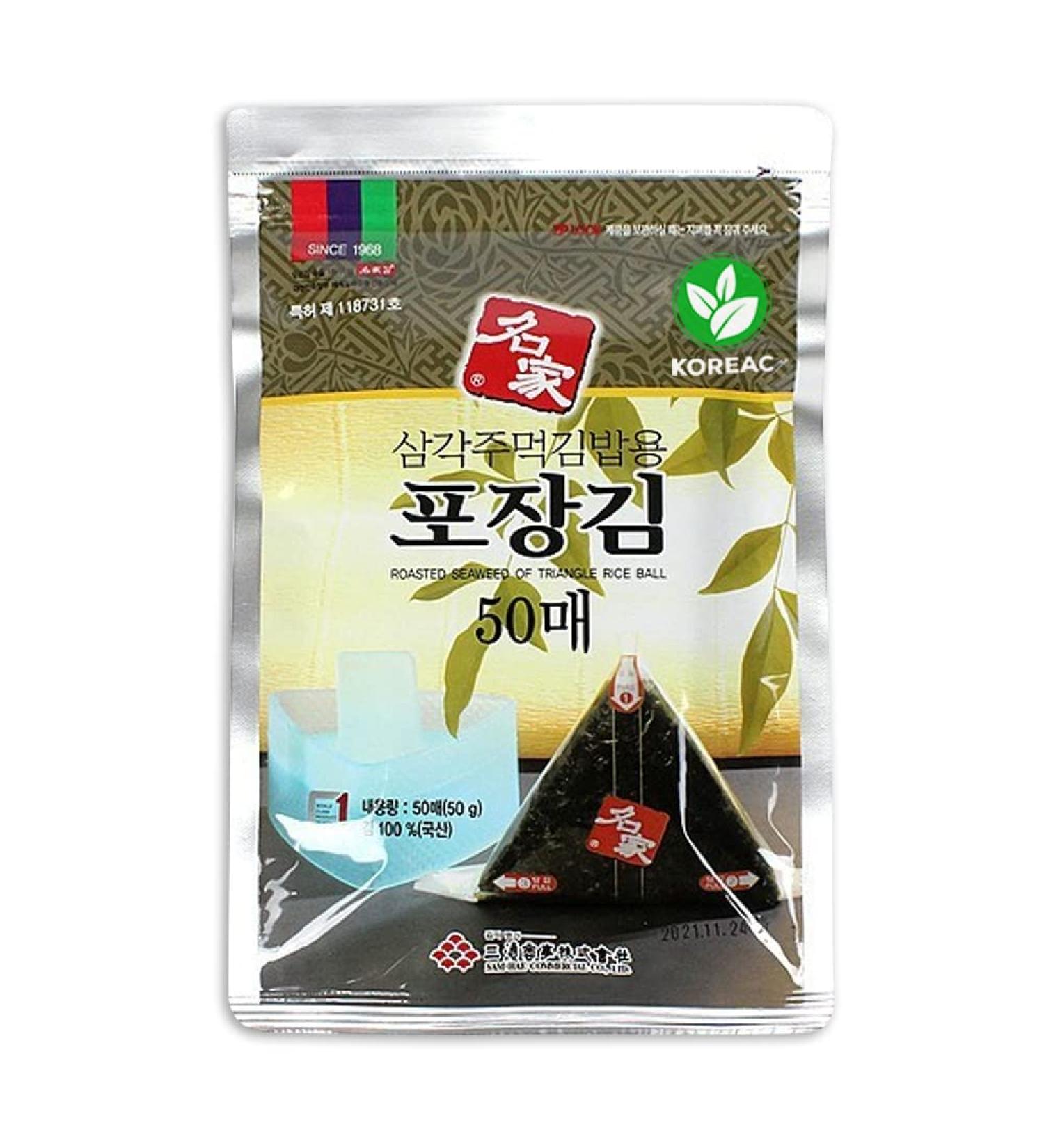 KOREAC Myungga Seaweed Wrappers for Triangular Onigiri Rice Ball - 50 Sheets - Buy Online on GoSupps.com