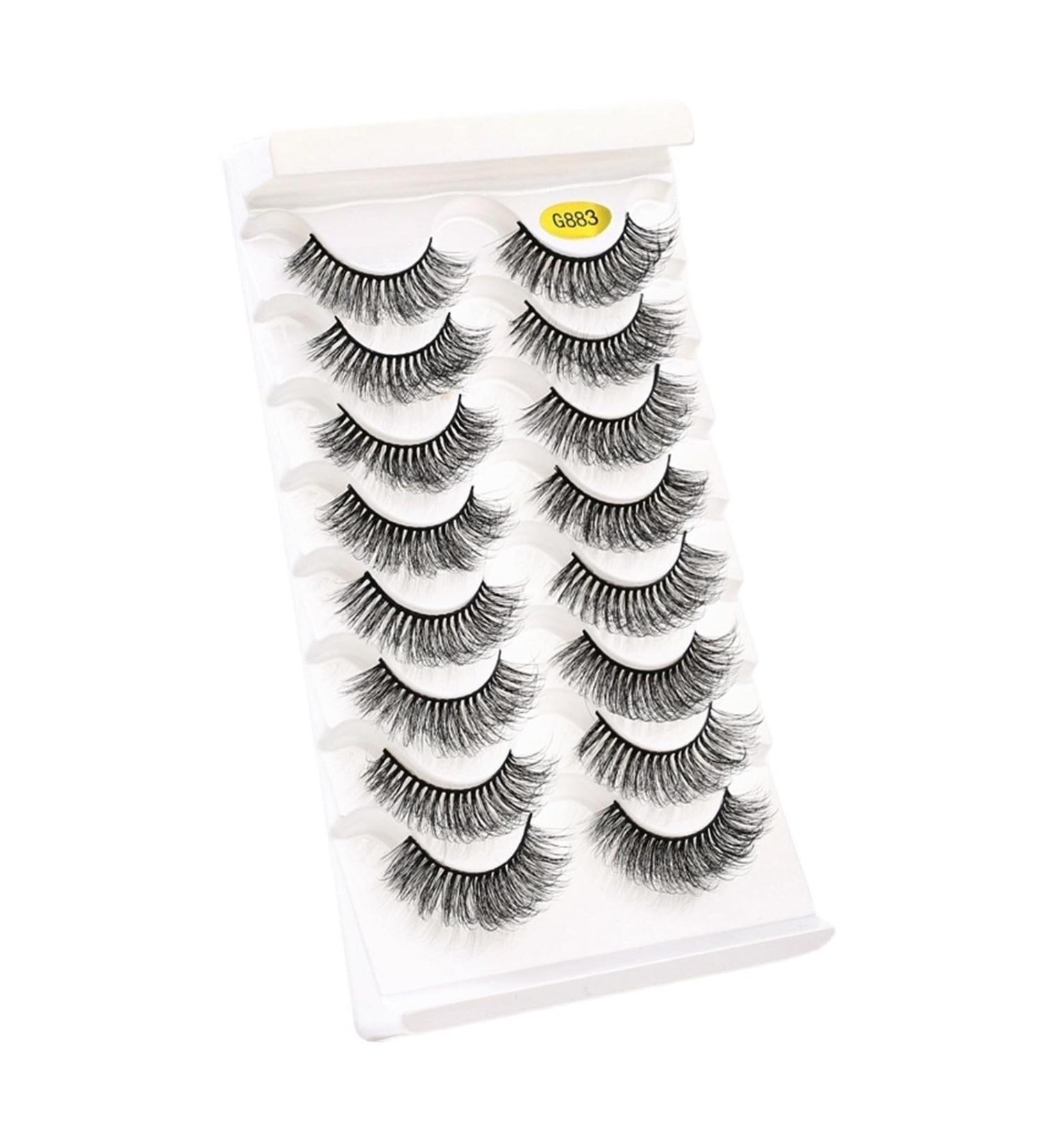 UAMOU 5/50 Boxes Russian Strip Lashes DD Curl Lashes 8 pairs 3D Mink Eyelashes Natural Fluffy False Eyelashes Extension Cheerfully (Color : 8Pairs G883 Size : 30 Boxes) - Buy Online on GoSupps.com