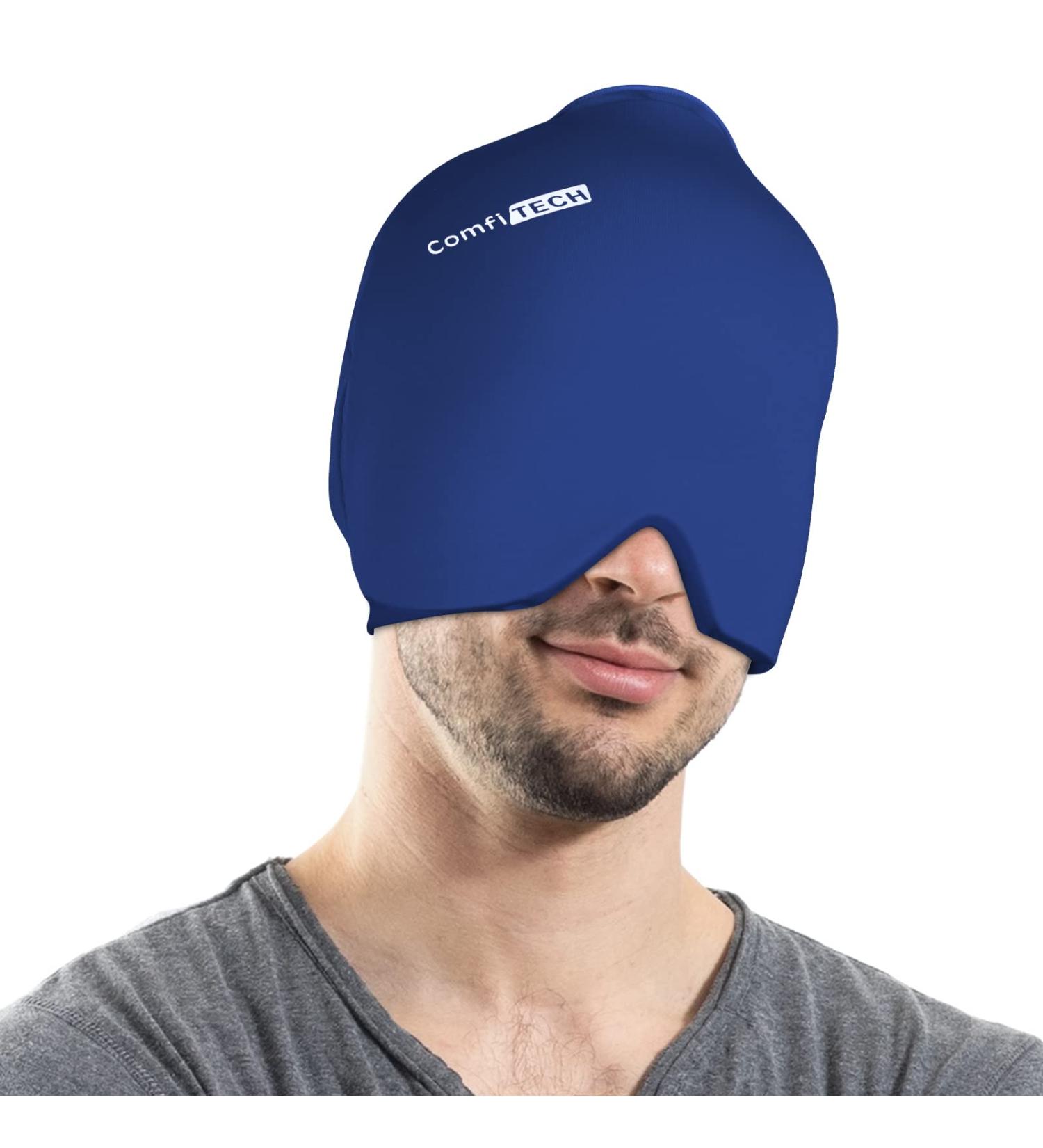 Comfitech Silk Eye Mask Bag for Yoga & Stress Relief - Migraine & Sinus Headache Relief Cap in Navy - Buy Online on GoSupps.com