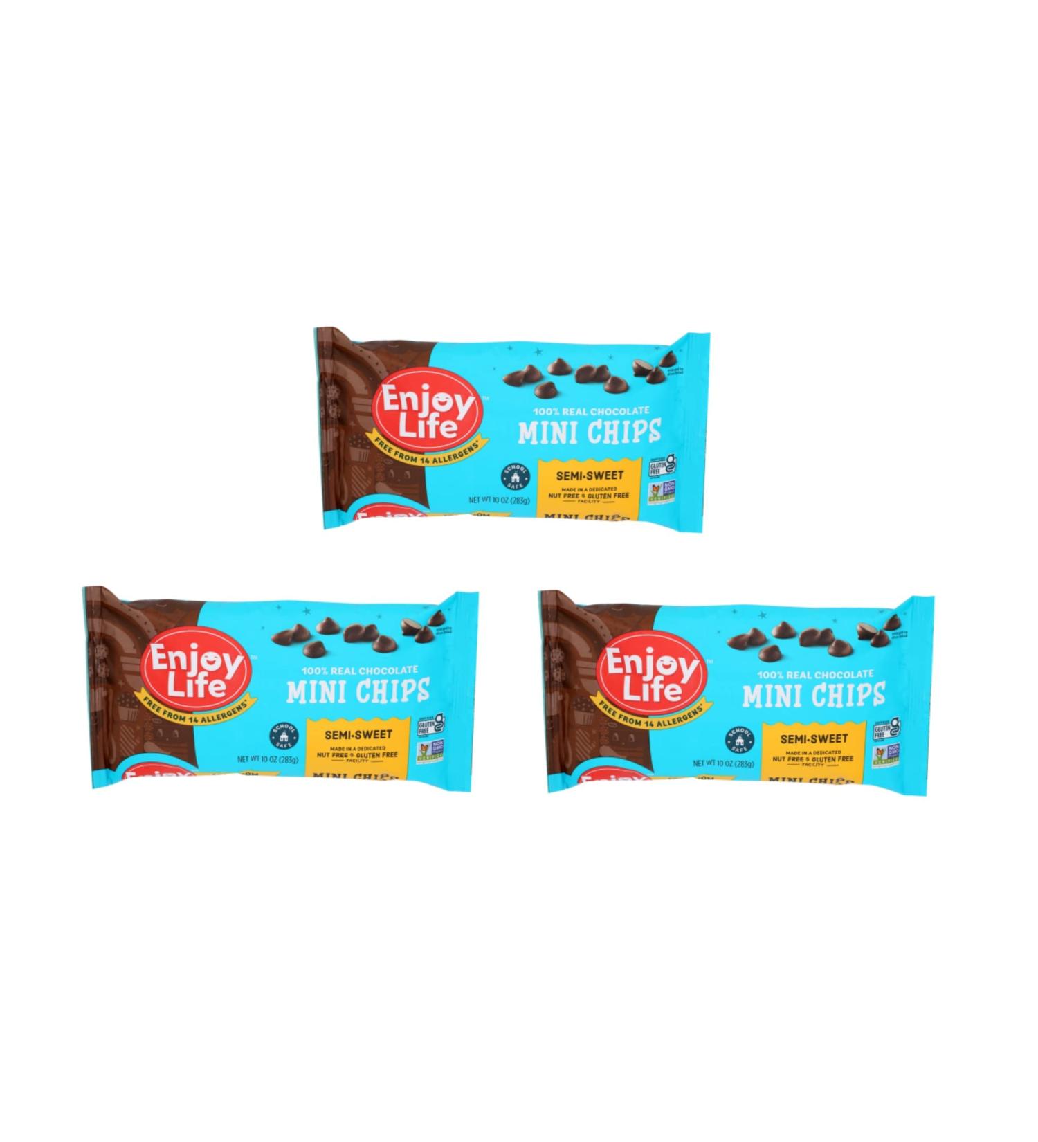 Enjoy Life Semi Sweet Chocolate Mini Chips 10 oz (Set of 3) - Dairy-Free, Nut-Free | Ideal for Baking and Snacking - Buy Online on GoSupps.com