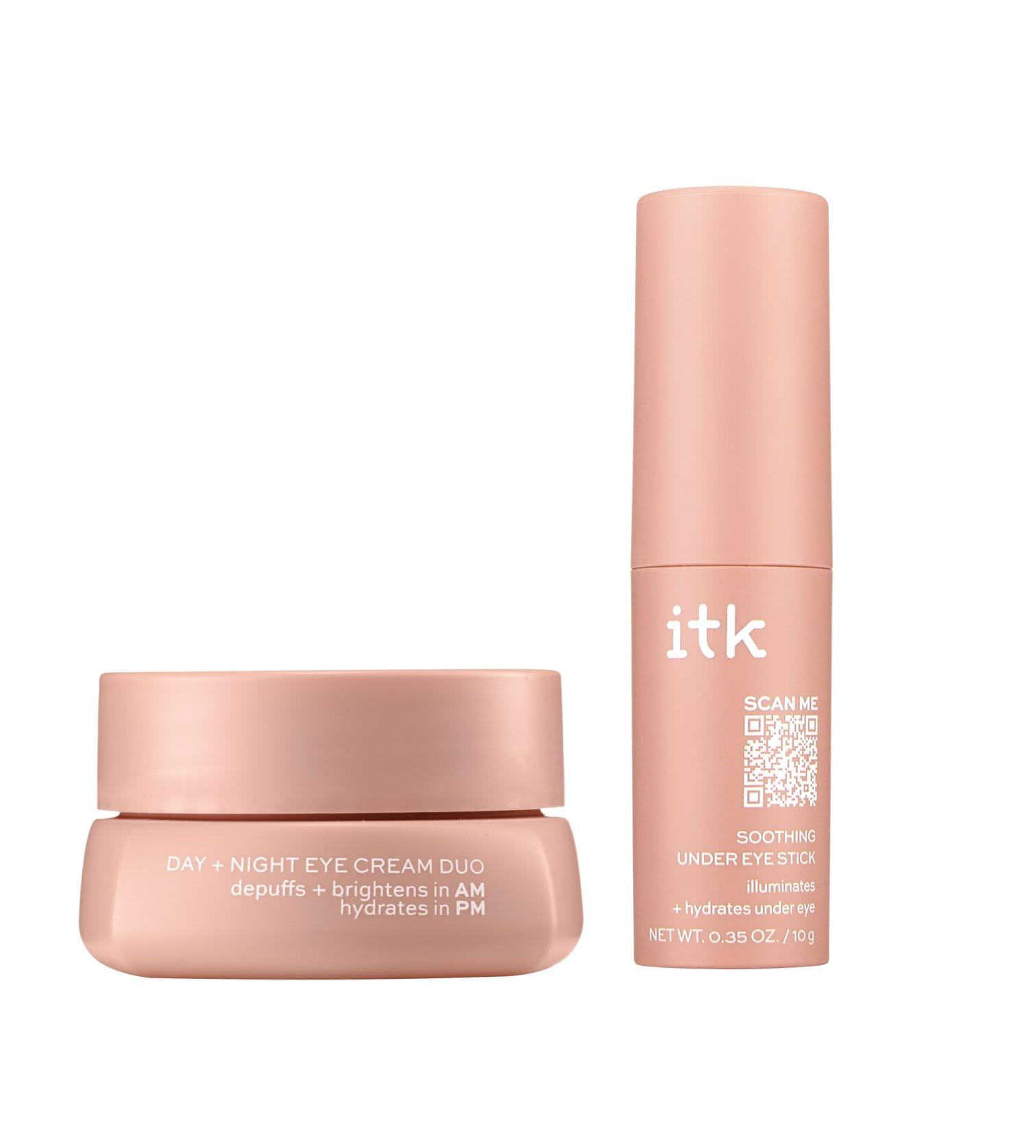 ITK Skincare Eye Cream Set - Caffeine Infused Under Eye Stick + Anti Aging Day + Night Eye Cream with Vitamin C and Ceramides - Brighten + Depuff - Hydrate Firm + Reduce Puffiness - Skincare Set - Buy Online on GoSupps.com